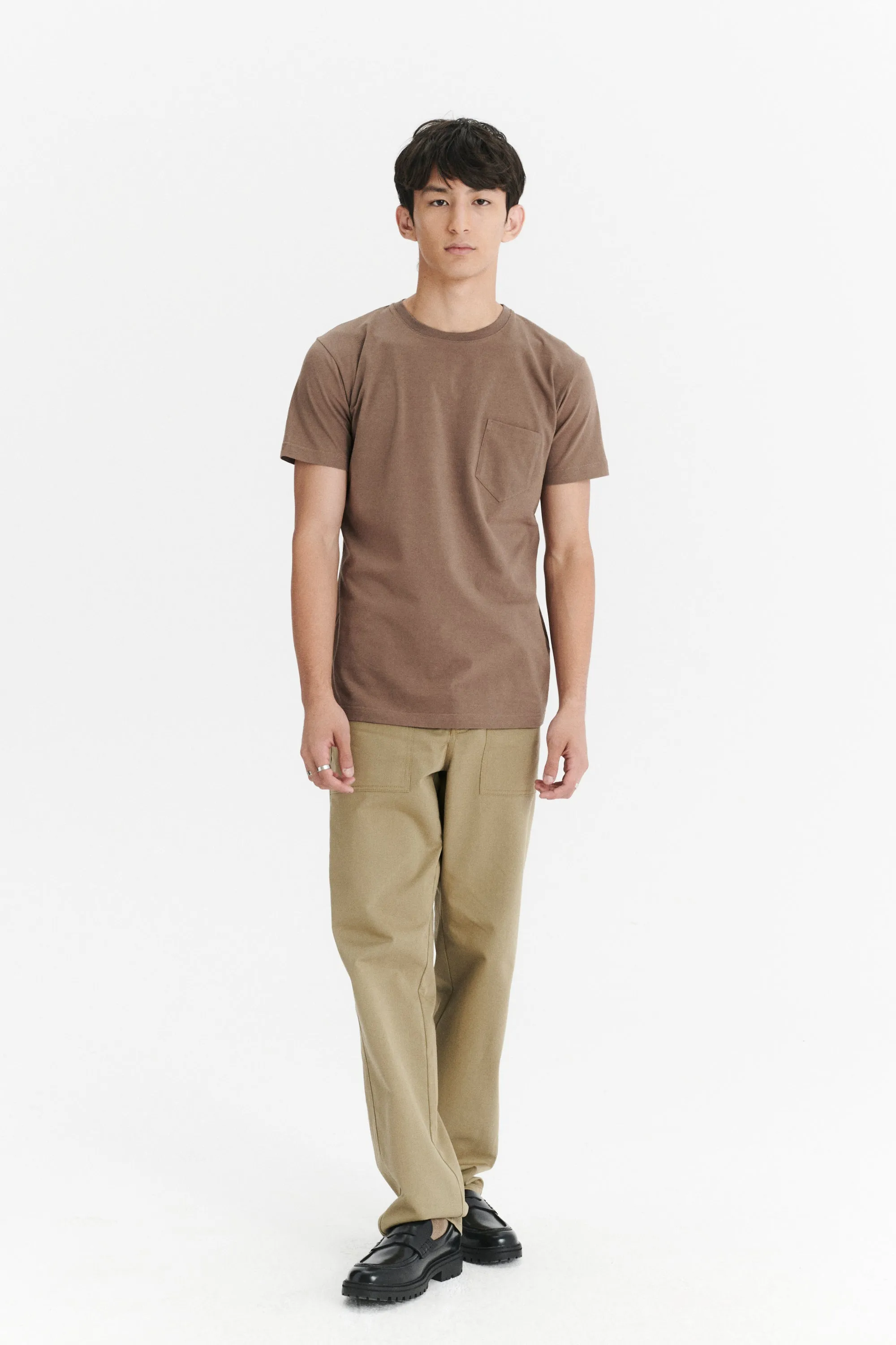 Pocket T-Shirt in a Taupe Shady Brown Japanese Soft Organic Cotton Jersey sold by Delikatessen product image thumbnail 5