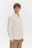 Zen Shirt in an Off-White Structural Tonal Striped Italian Cotton sold by Delikatessen