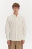 Zen Shirt in an Off-White Structural Tonal Striped Italian Cotton sold by Delikatessen