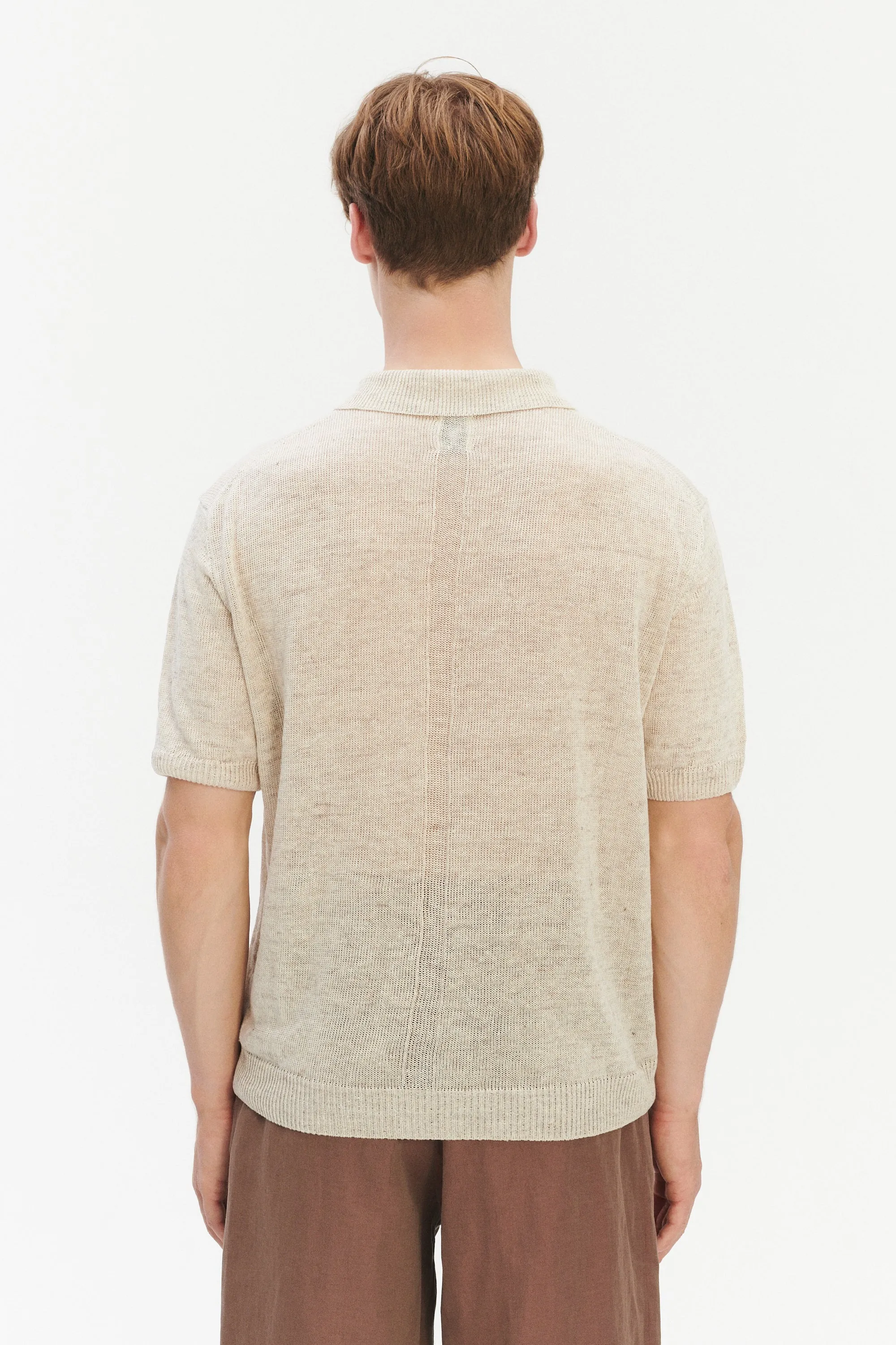 Short Sleeve Linen Polo – Oat sold by Delikatessen product image thumbnail 3