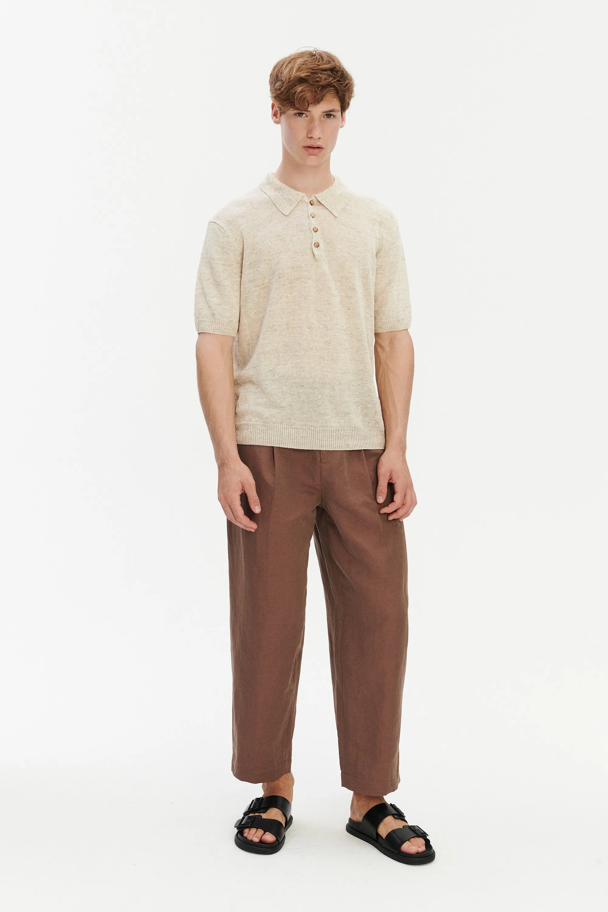 Short Sleeve Linen Polo – Oat sold by Delikatessen product image thumbnail 4