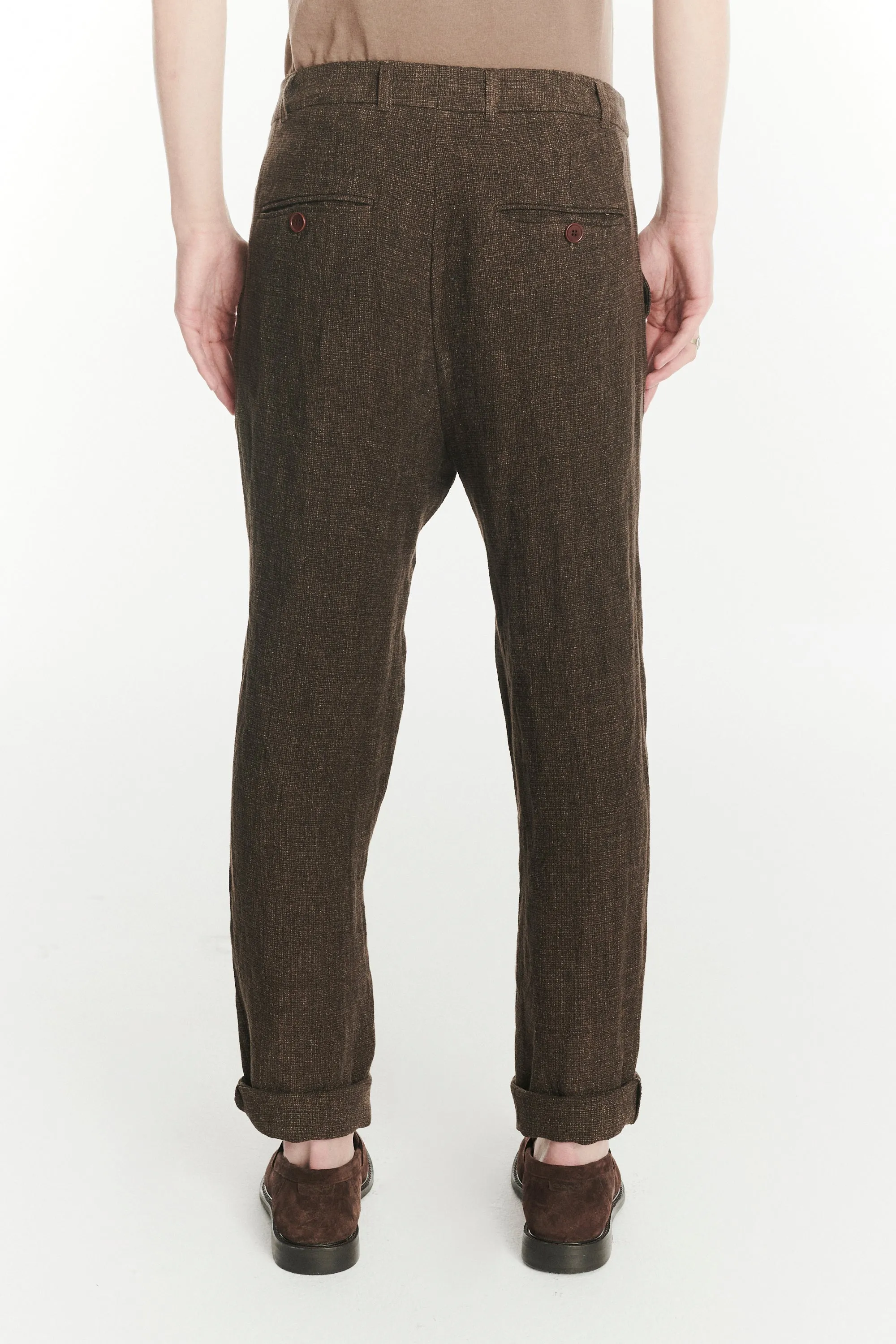 Genuine Trousers in the Finest Brown Italian Linen Crepe sold by Delikatessen product image thumbnail 5