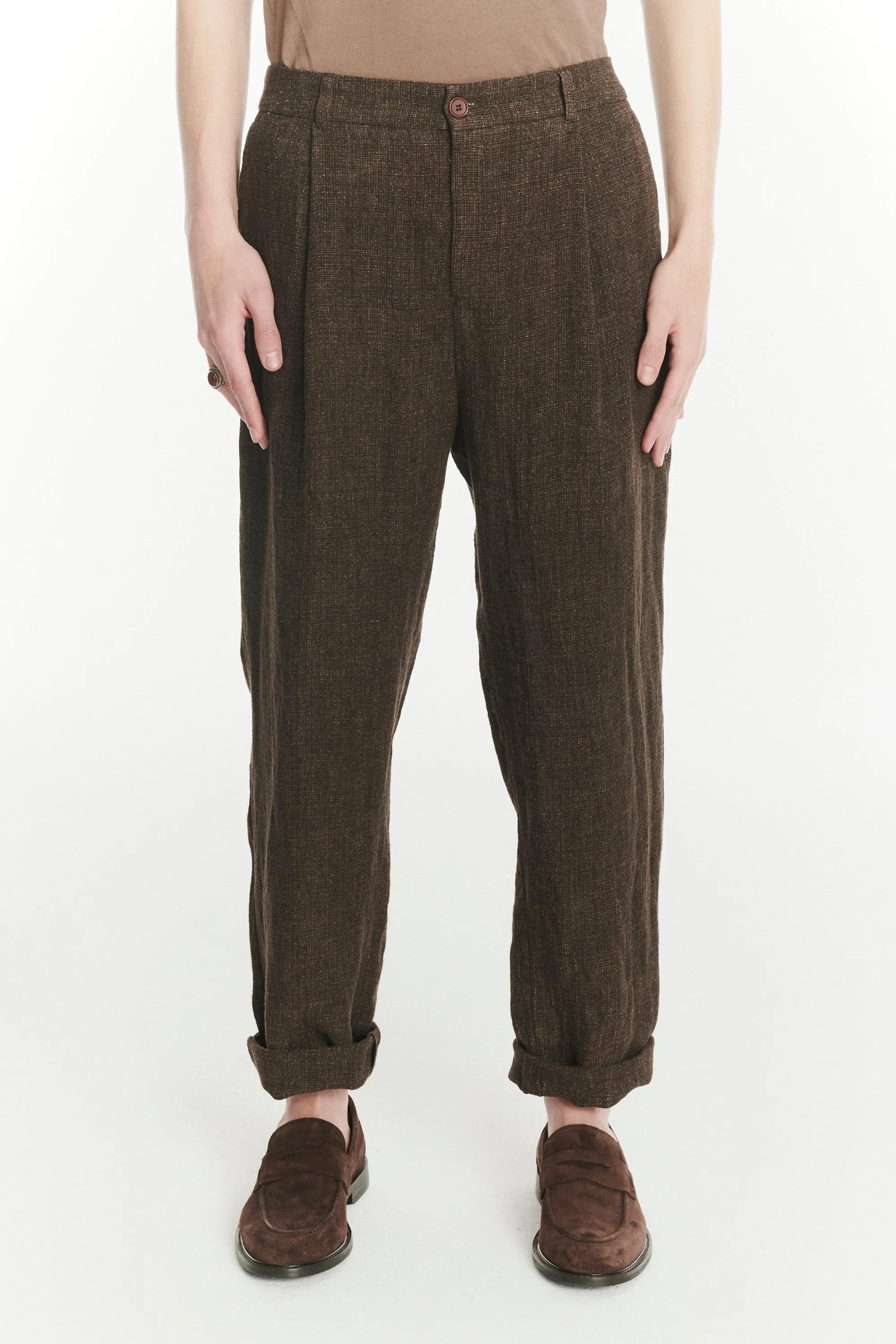 Genuine Trousers in the Finest Brown Italian Linen Crepe sold by Delikatessen product image thumbnail 4