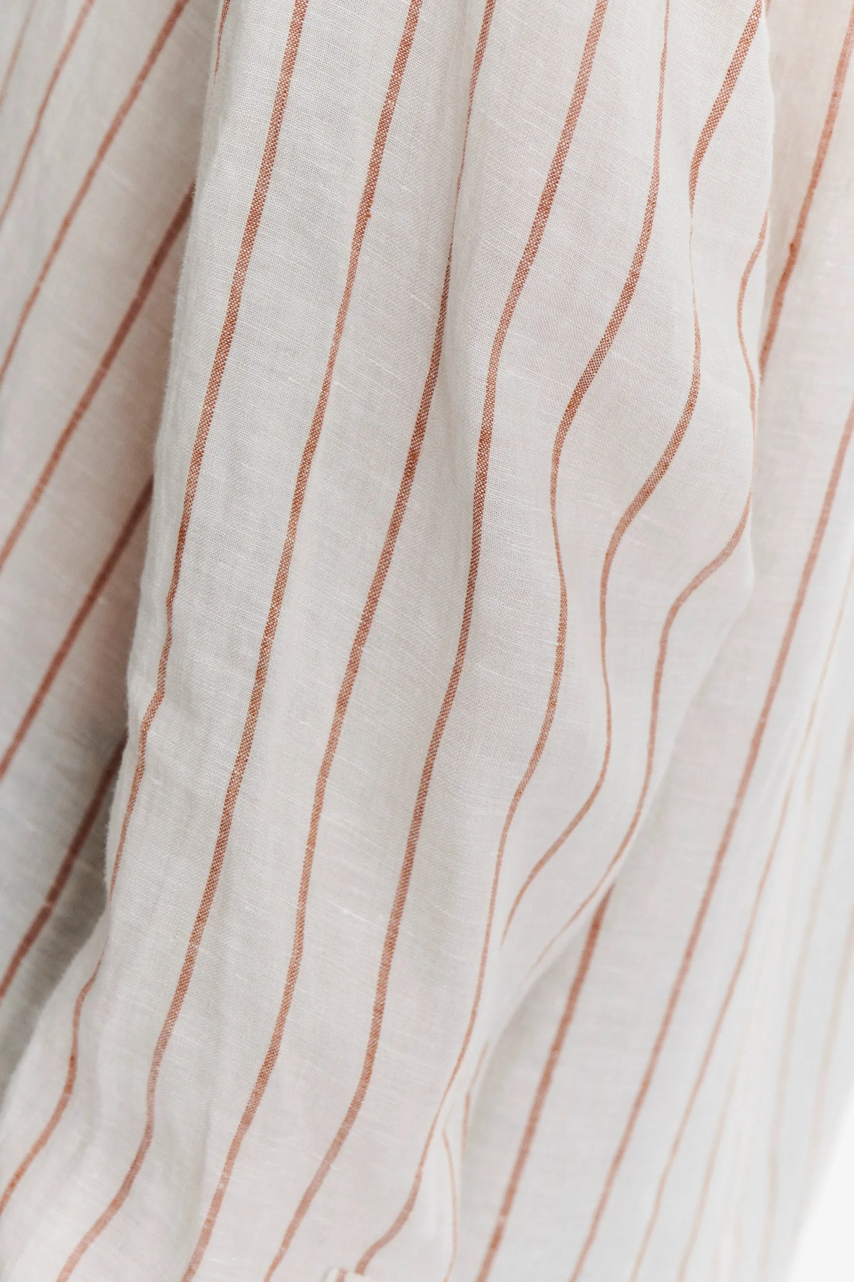 Cute Round Collar Shirt in a Soft and Airy Striped Bohemian Linen sold by Delikatessen product image thumbnail 2