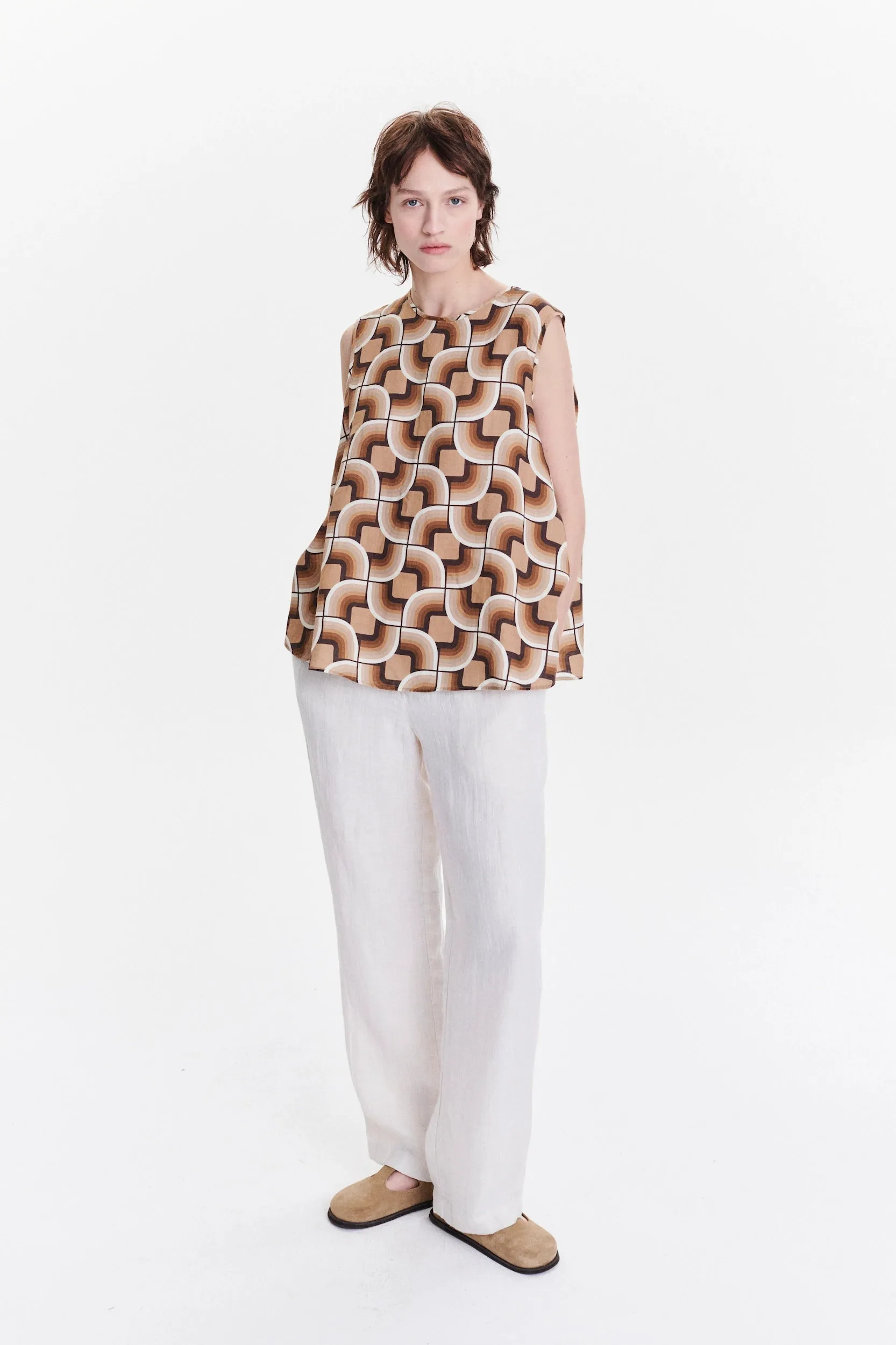 A-Shape Top in an Early 60s Printed Fine Italian Linen sold by Delikatessen