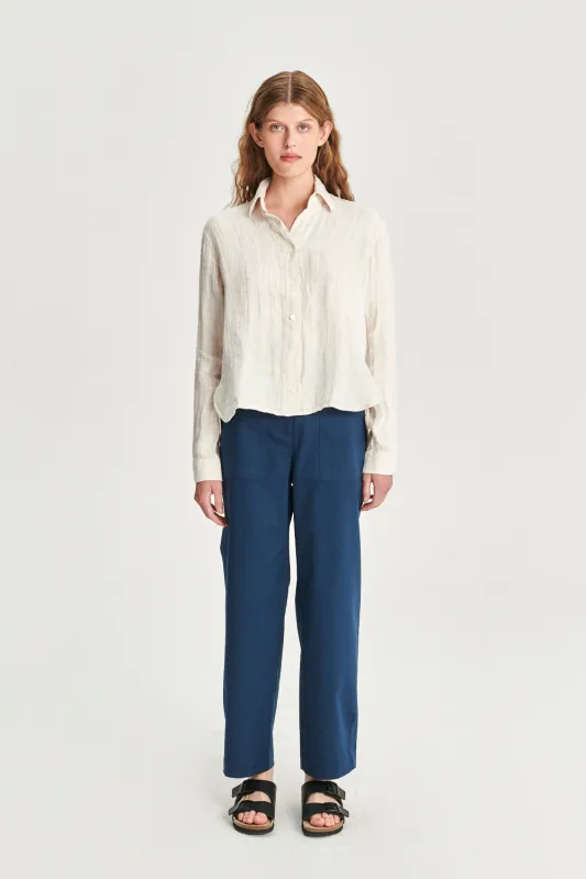 Relaxed Blouse in a Double Sided Off-White Fatigue Italian Linen and Cotton sold by Delikatessen