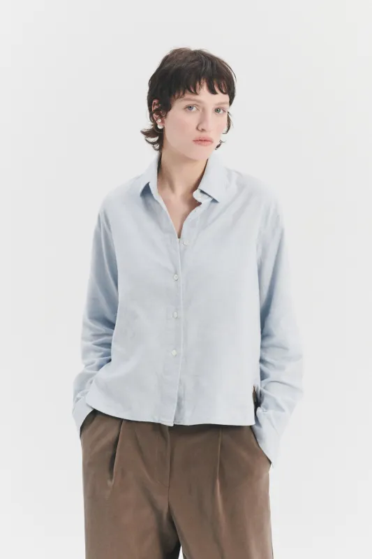 Relaxed Blouse in a Pale Sky Blue Double Brushed Utterly Soft Italian Cotton Flannel sold by Delikatessen