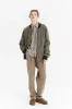 Unisex Bomber Jacket in a Taupe Italian Winter Virgin Wool and Cotton Seersucker sold by Delikatessen