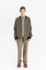 Unisex Bomber Jacket in a Taupe Italian Winter Virgin Wool and Cotton Seersucker sold by Delikatessen