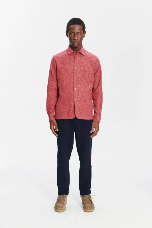 Strong Shirt in the Finest Melange Red Italian Cotton Flannel sold by Delikatessen