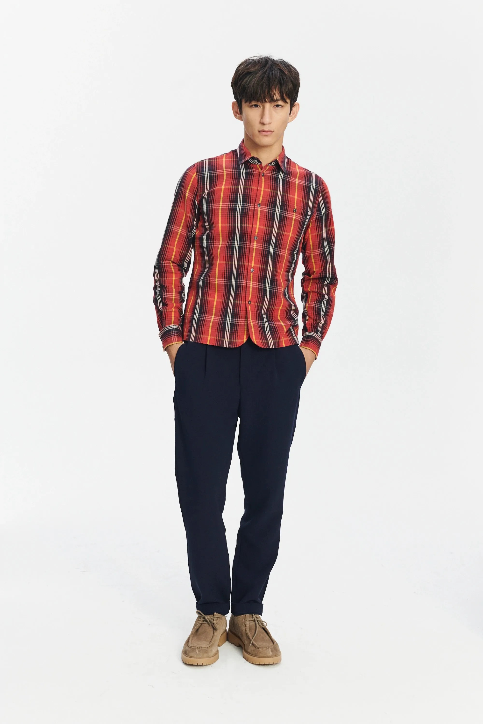 Strong Shirt in a Red Chequered Italian Twill Cotton Last Restock sold by Delikatessen product image thumbnail 2