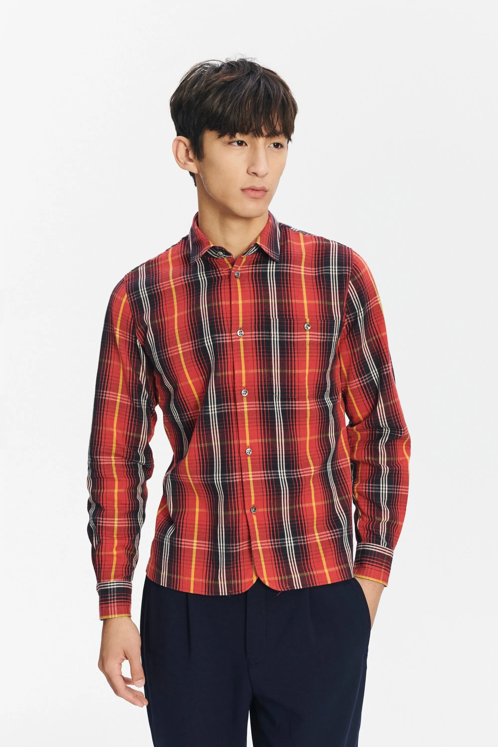 Strong Shirt in a Red Chequered Italian Twill Cotton Last Restock sold by Delikatessen product image thumbnail 5
