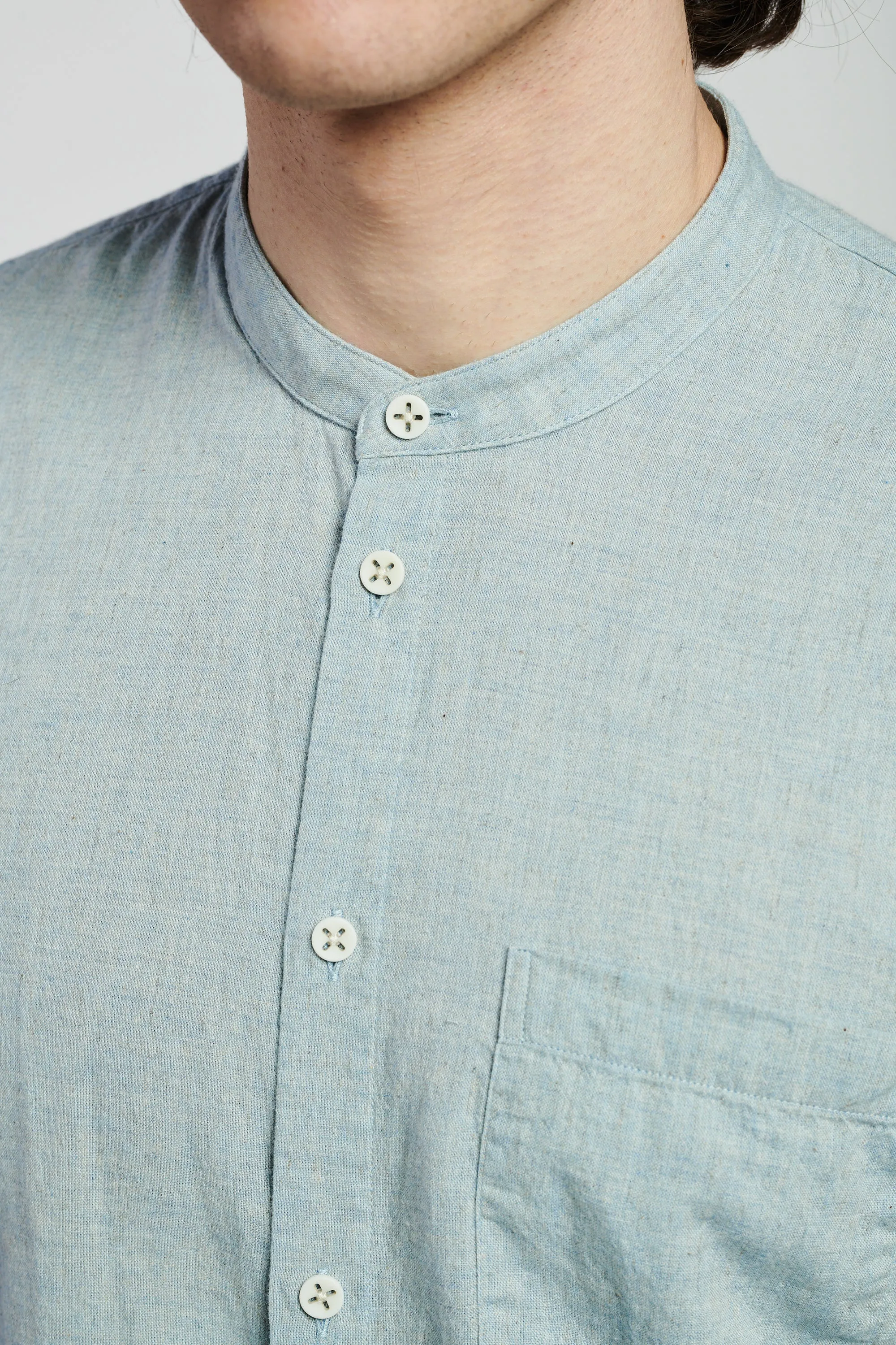 Zen Shirt in a Grey Blue Japanese Organic Cotton and Linen sold by Delikatessen product image thumbnail 3
