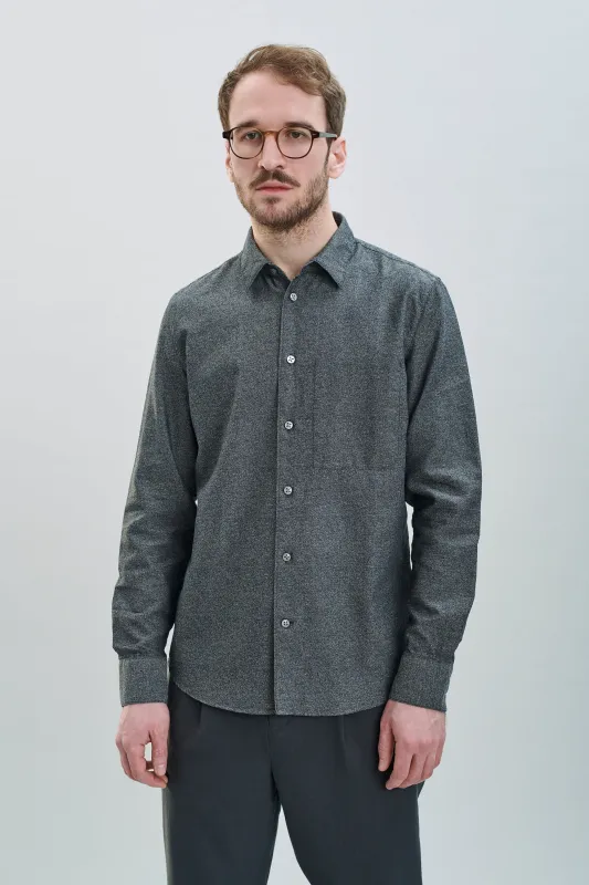Feel Good Shirt in the Finest Grey Italian Sustainable Cotton Crêpe by Leggiuno sold by Delikatessen