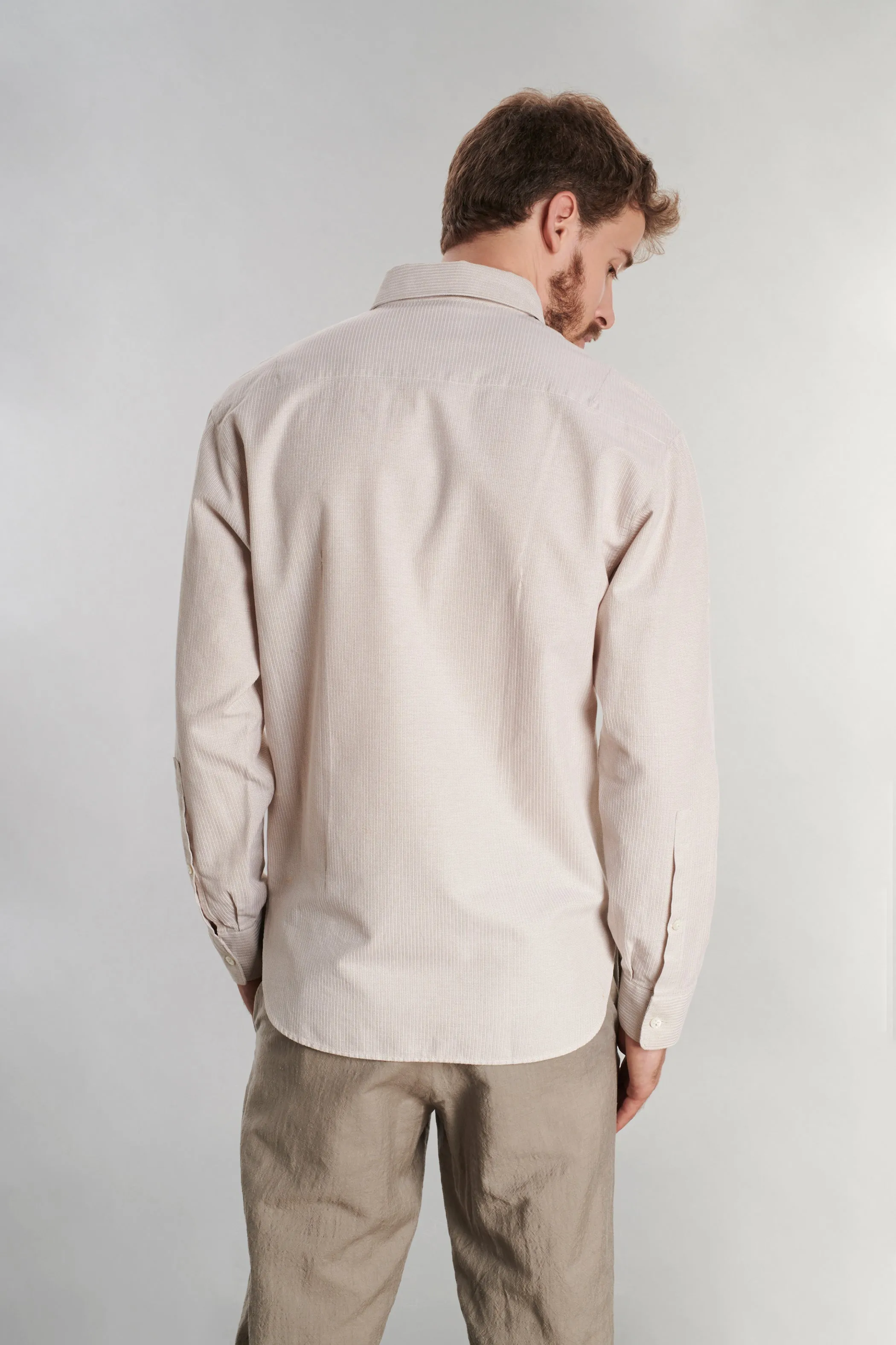 Feel Good Shirt in a Beige Structural Italian Cotton by Monti sold by Delikatessen product image thumbnail 5