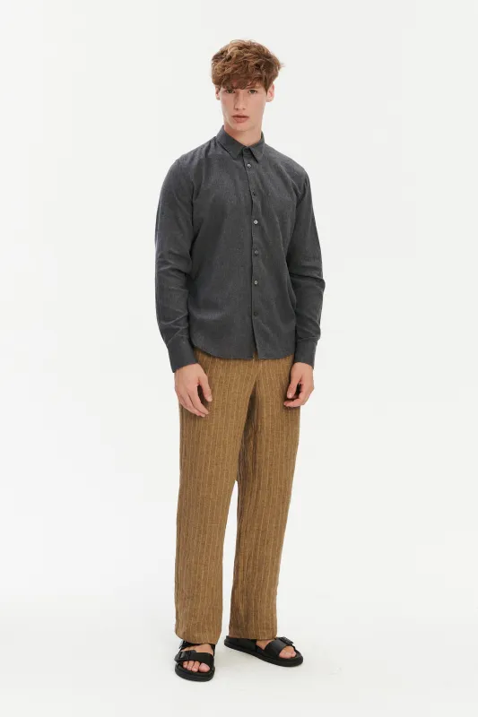 Feel Good Shirt in Anthracite Silky Italian Lyocell and Organic Cotton Flannel sold by Delikatessen