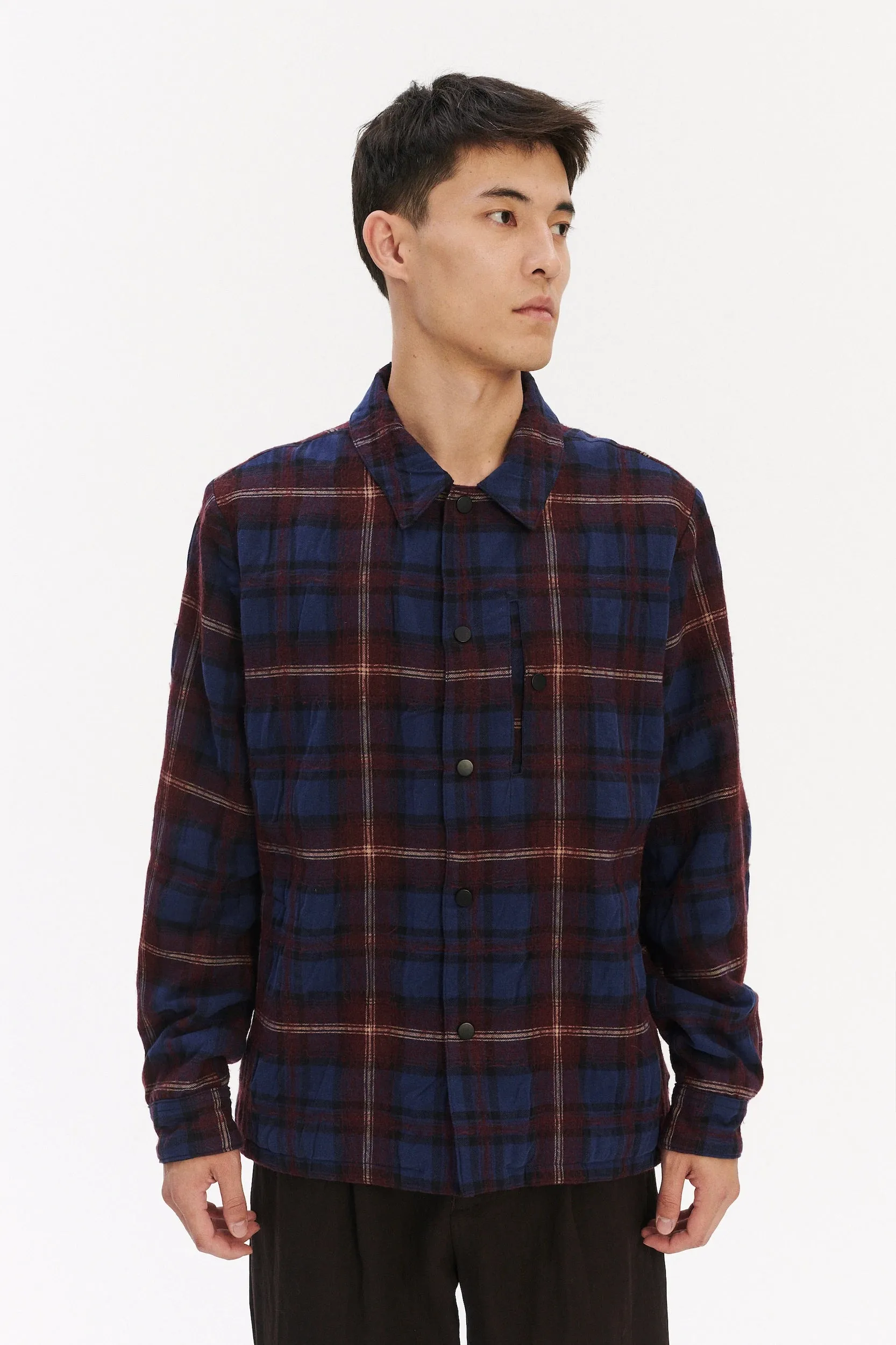 Snap Button Jacket in Italian Recycled Wool and Cotton - Red sold by Delikatessen product image thumbnail 4