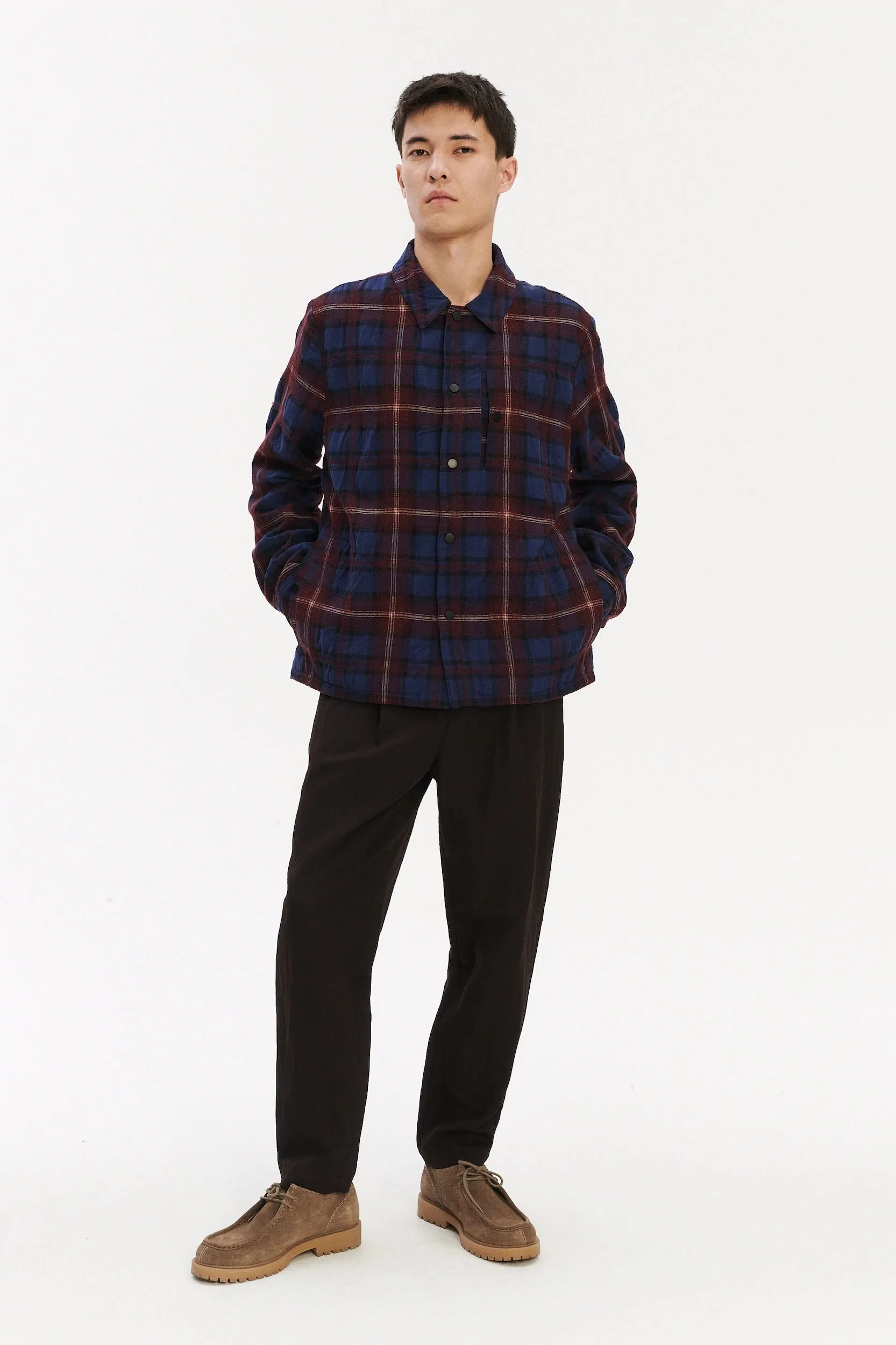 Snap Button Jacket in Italian Recycled Wool and Cotton - Red sold by Delikatessen