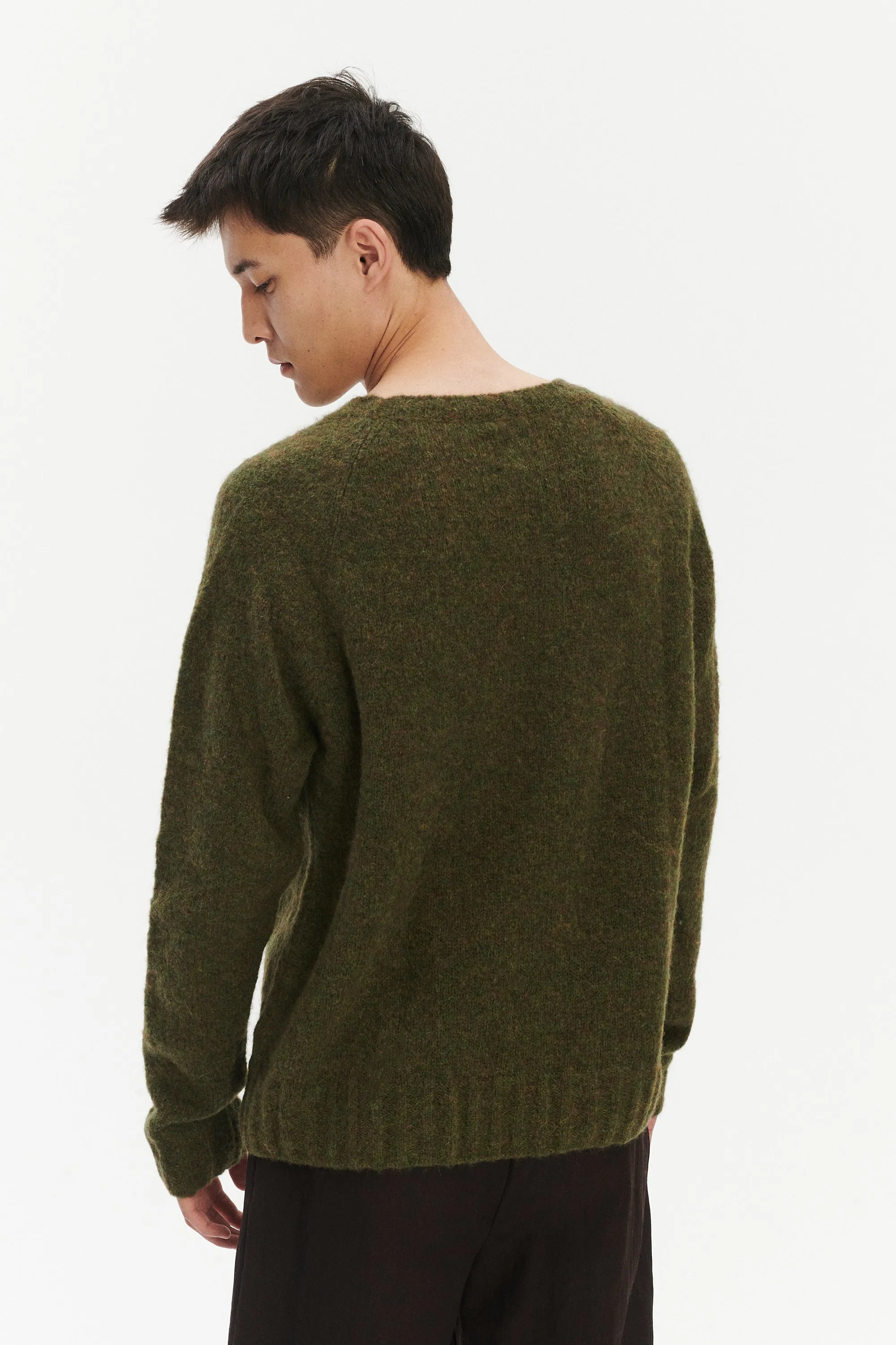 Pre-Order: Brushed Sustainable Alpaca Wool Crewneck Sweater in Moss Green sold by Delikatessen product image thumbnail 4