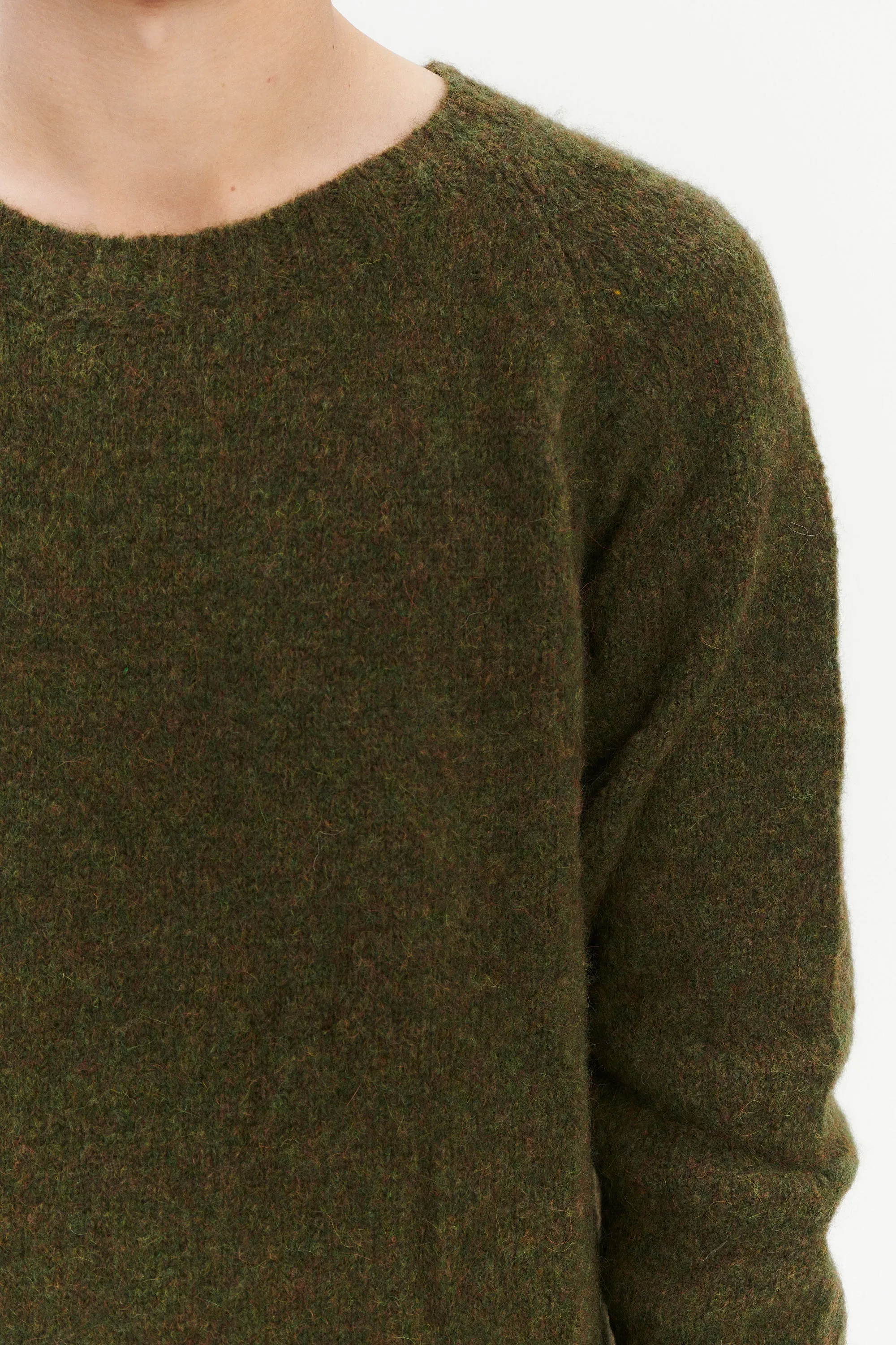 Pre-Order: Brushed Sustainable Alpaca Wool Crewneck Sweater in Moss Green sold by Delikatessen product image thumbnail 5