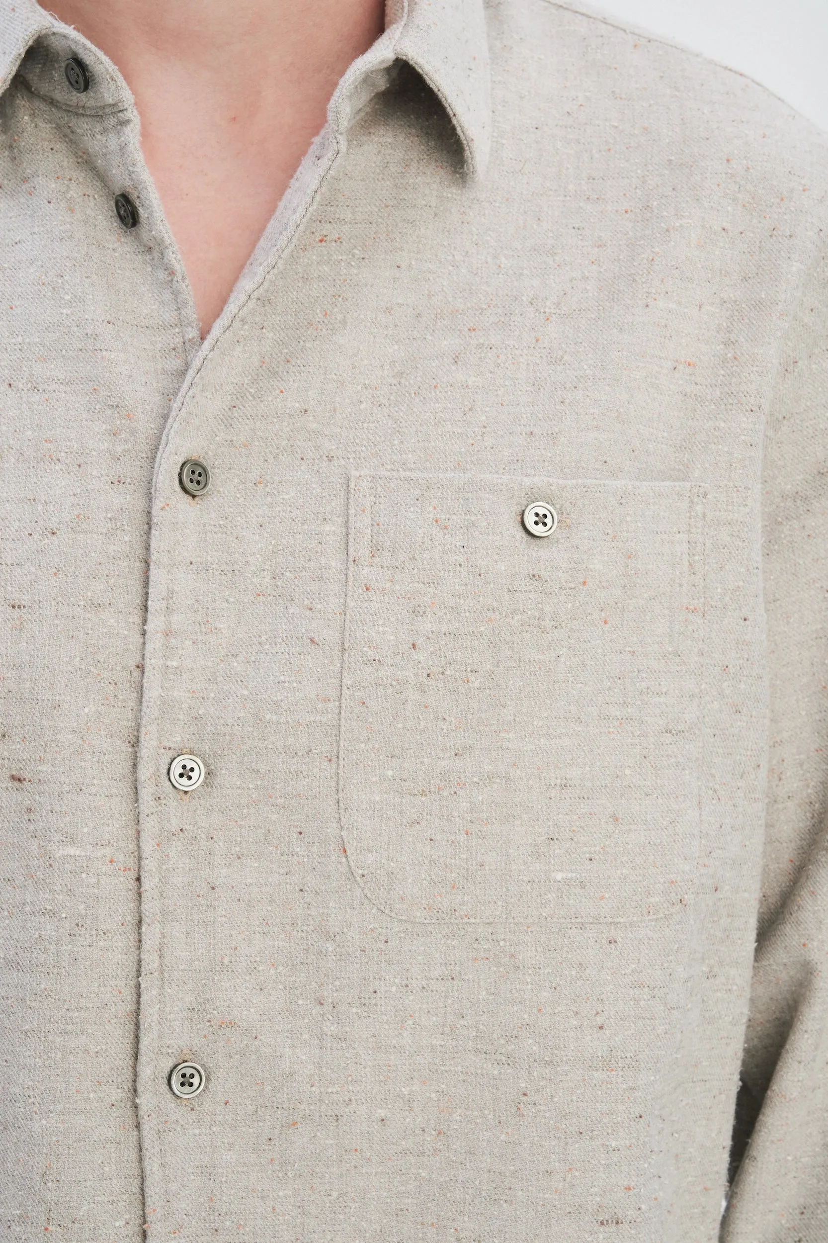 Strong Shirt in a Beige Grey Structural Italian Cotton, Silk and Wool Tweed sold by Delikatessen product image thumbnail 3