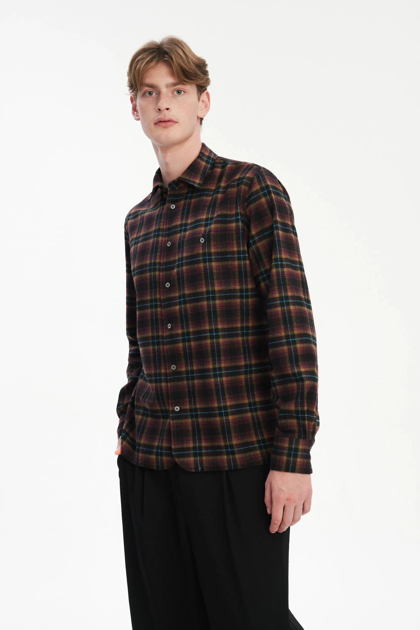 Strong Shirt in a Checked Recycled Structural Flannel sold by Delikatessen product image thumbnail 5