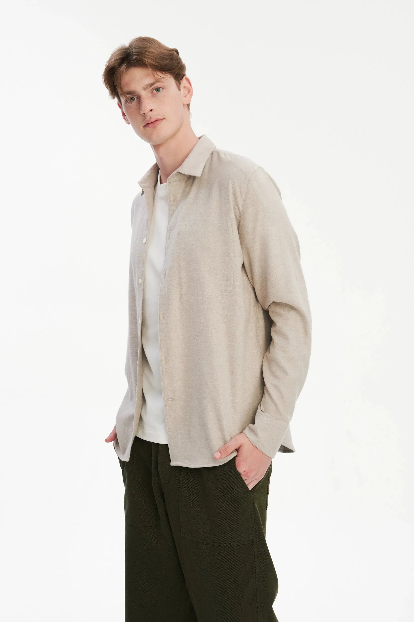 Feel Good Shirt in the Finest Brushed Cotton – Light Beige sold by Delikatessen product image thumbnail 2