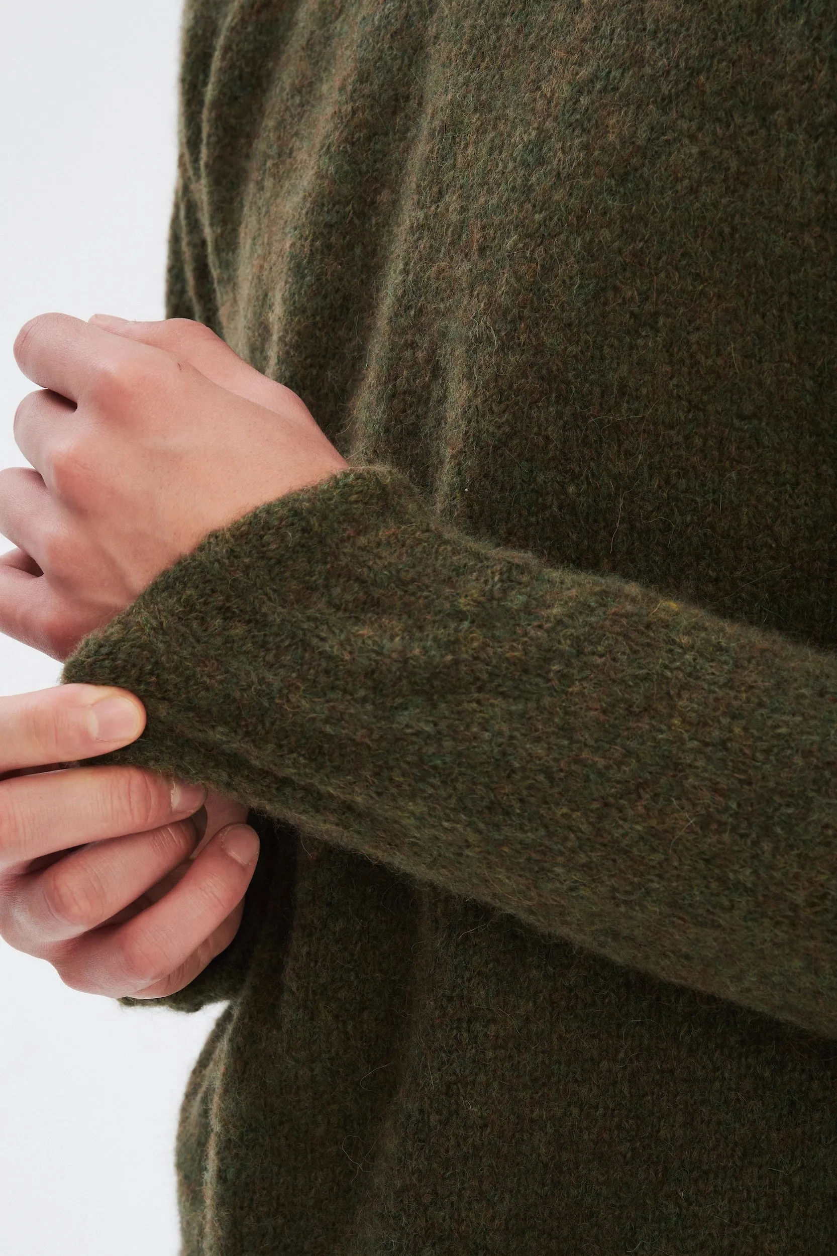 Brushed Sustainable Alpaca Wool Crewneck Sweater in Moss Green sold by Delikatessen product image thumbnail 4