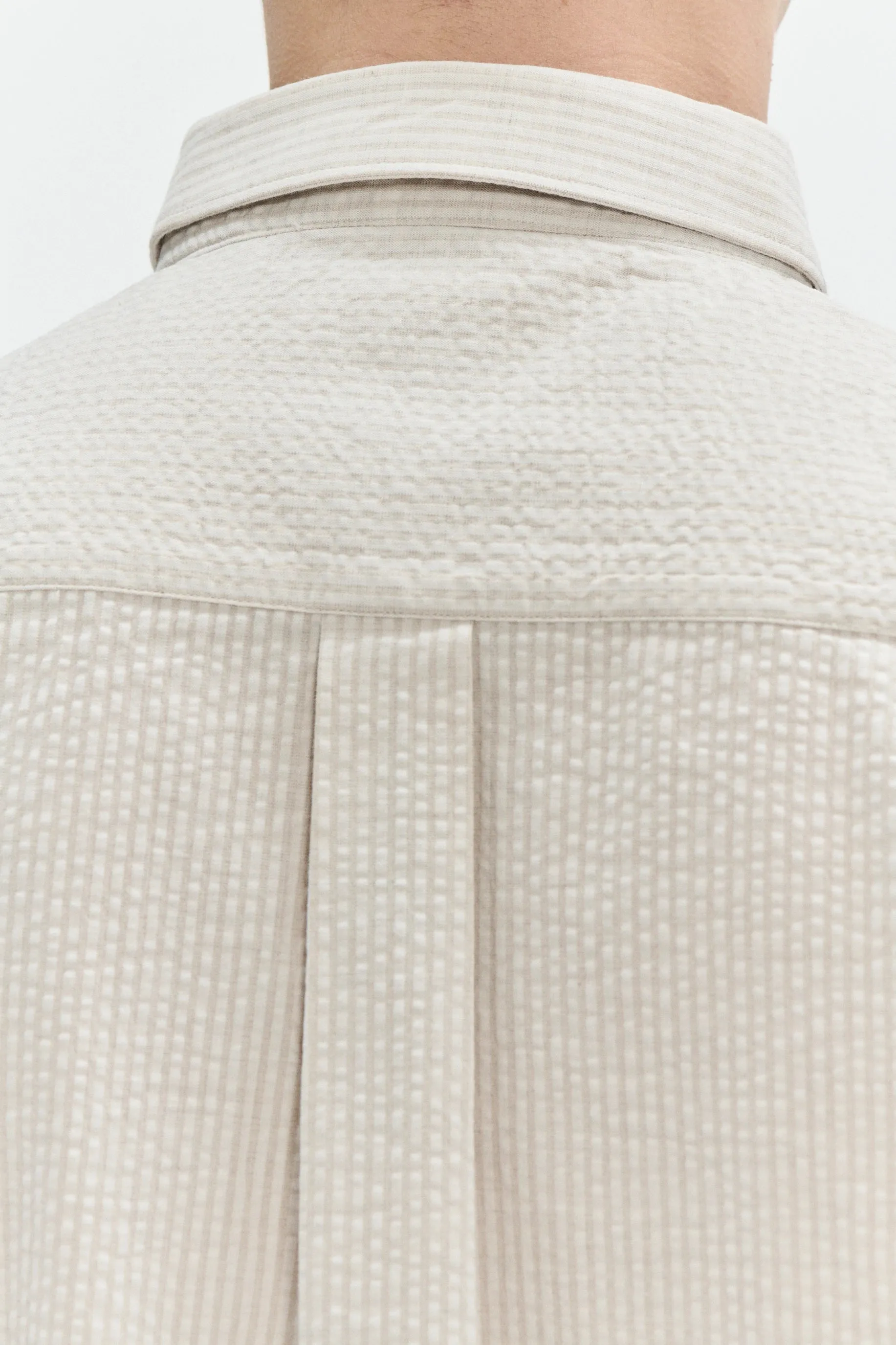 Overshirt in a Fine Beige Portuguese All Year Cotton Seersucker sold by Delikatessen product image thumbnail 2