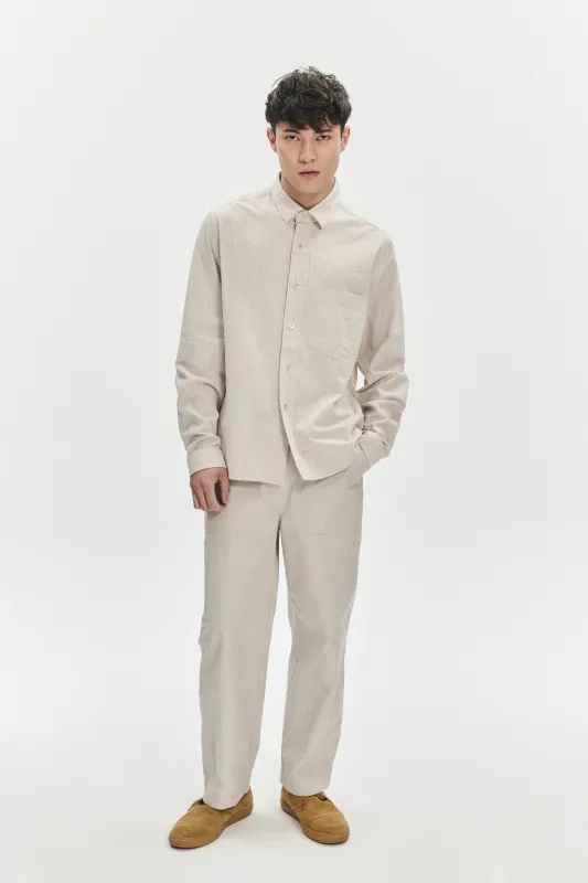 Overshirt in a Fine Beige Portuguese All Year Cotton Seersucker sold by Delikatessen