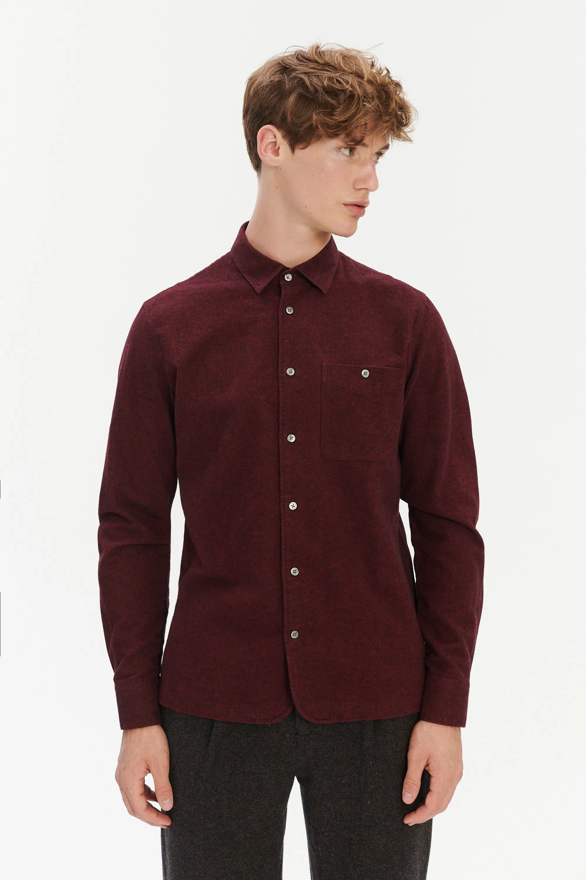 Strong Shirt in a Wine Recycled Structural Flannel sold by Delikatessen product image thumbnail 5