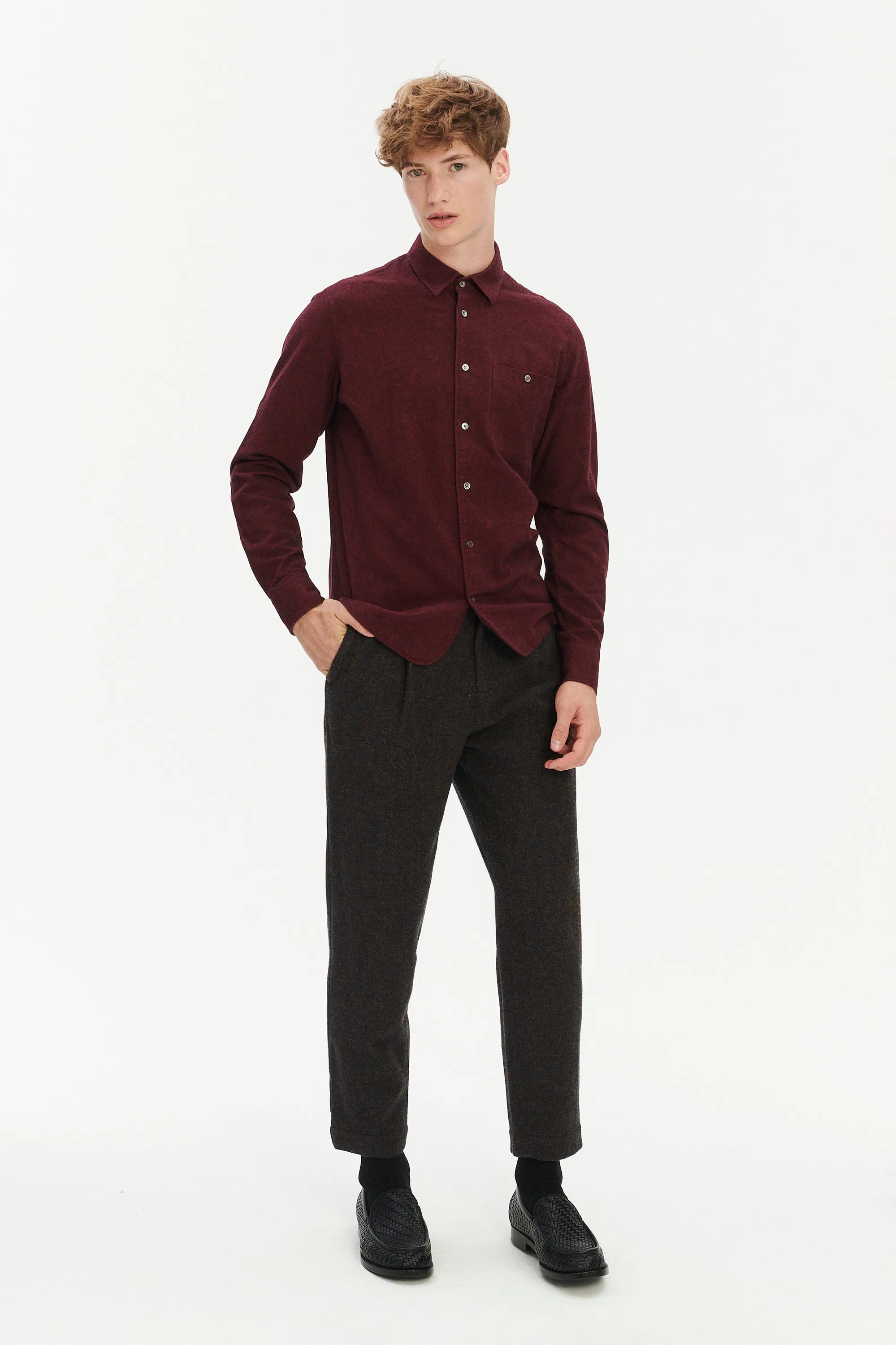 Strong Shirt in a Wine Recycled Structural Flannel sold by Delikatessen