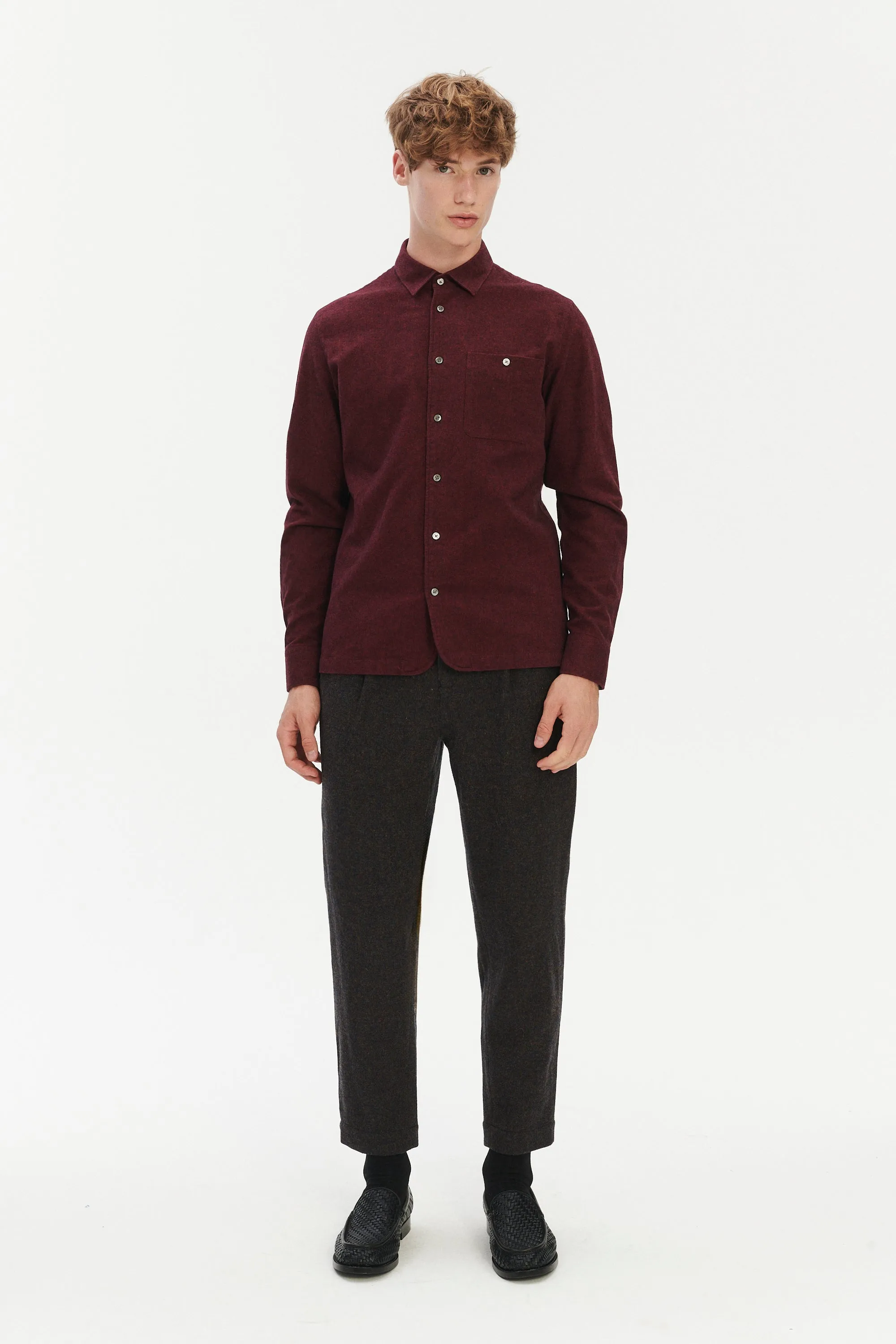 Strong Shirt in a Wine Recycled Structural Flannel sold by Delikatessen product image thumbnail 3