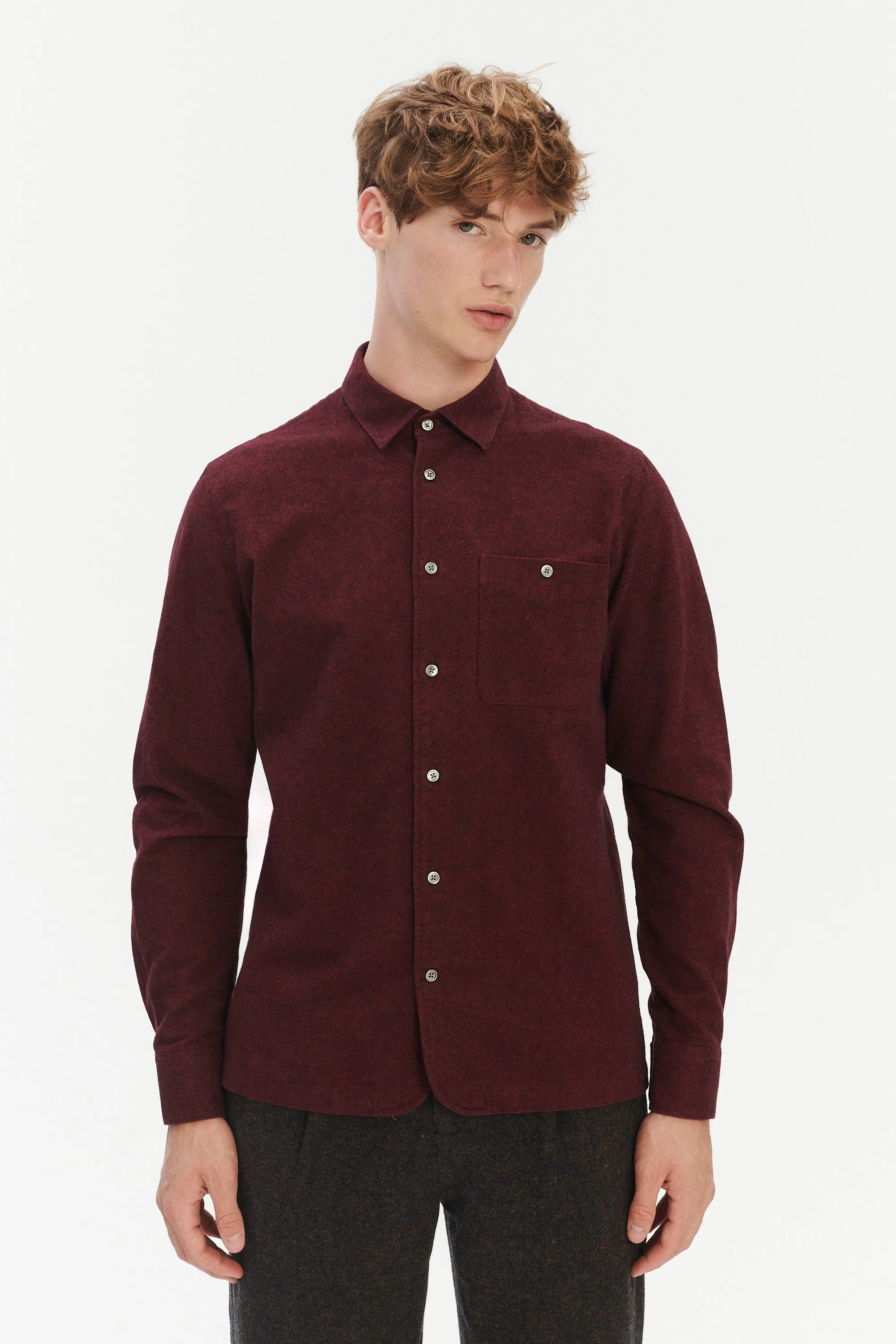 Strong Shirt in a Wine Recycled Structural Flannel sold by Delikatessen product image thumbnail 4