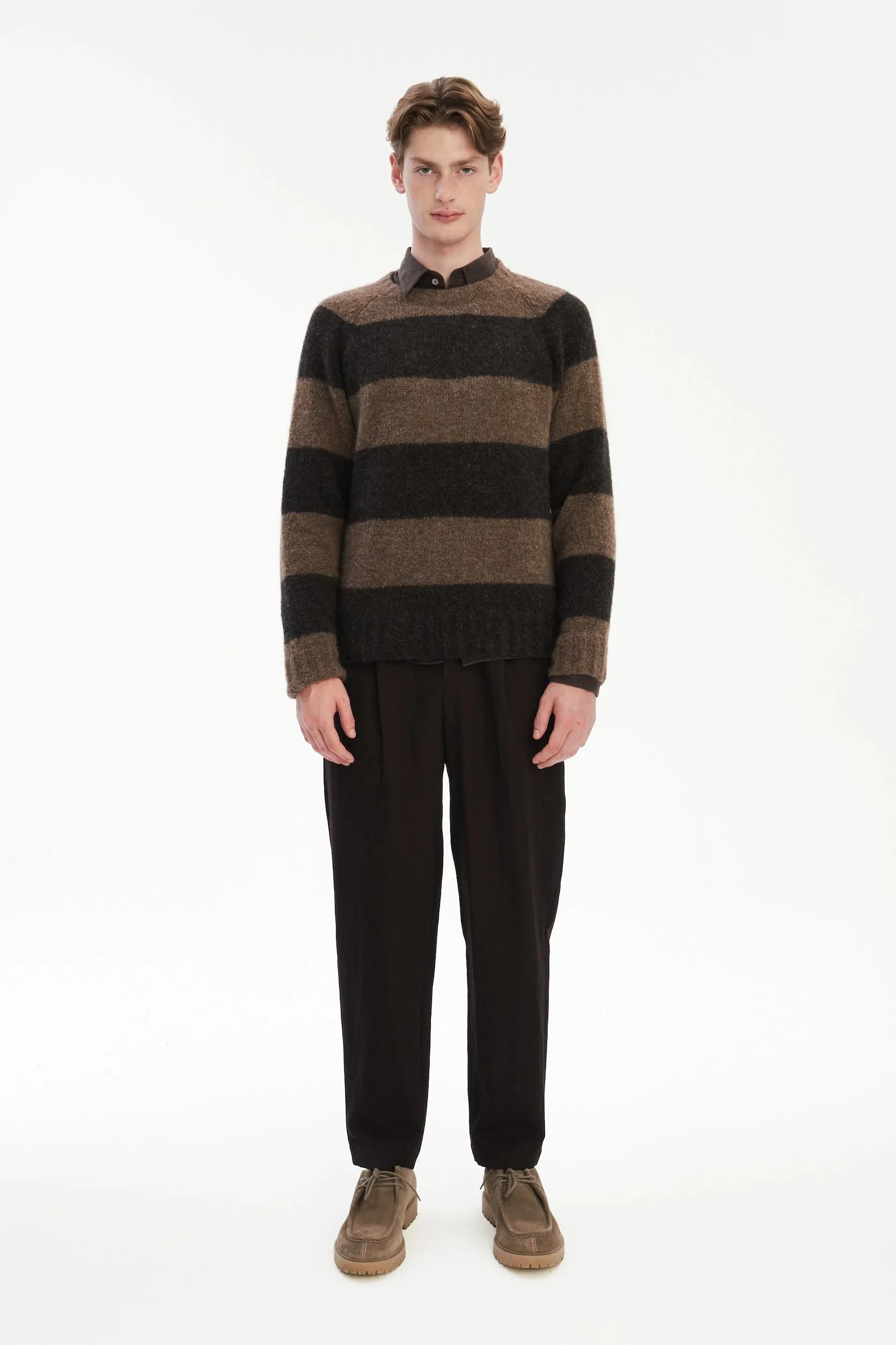 Brushed Sustainable Alpaca Wool Sweater Brown Stripe sold by Delikatessen product image thumbnail 4