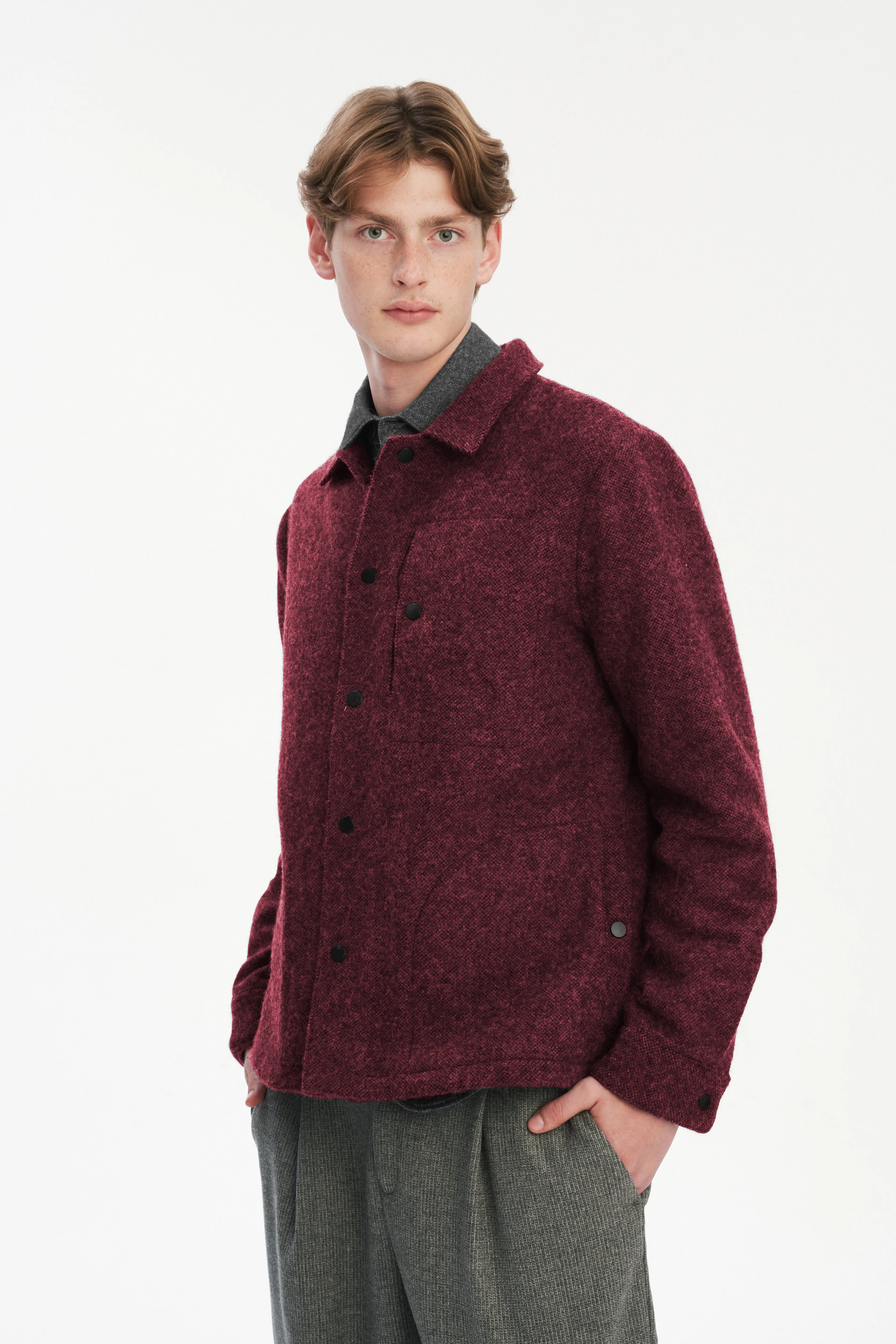 Snap Button Jacket in Italian Recycled Wool and Cotton with MEIDA sold by Delikatessen product image thumbnail 4