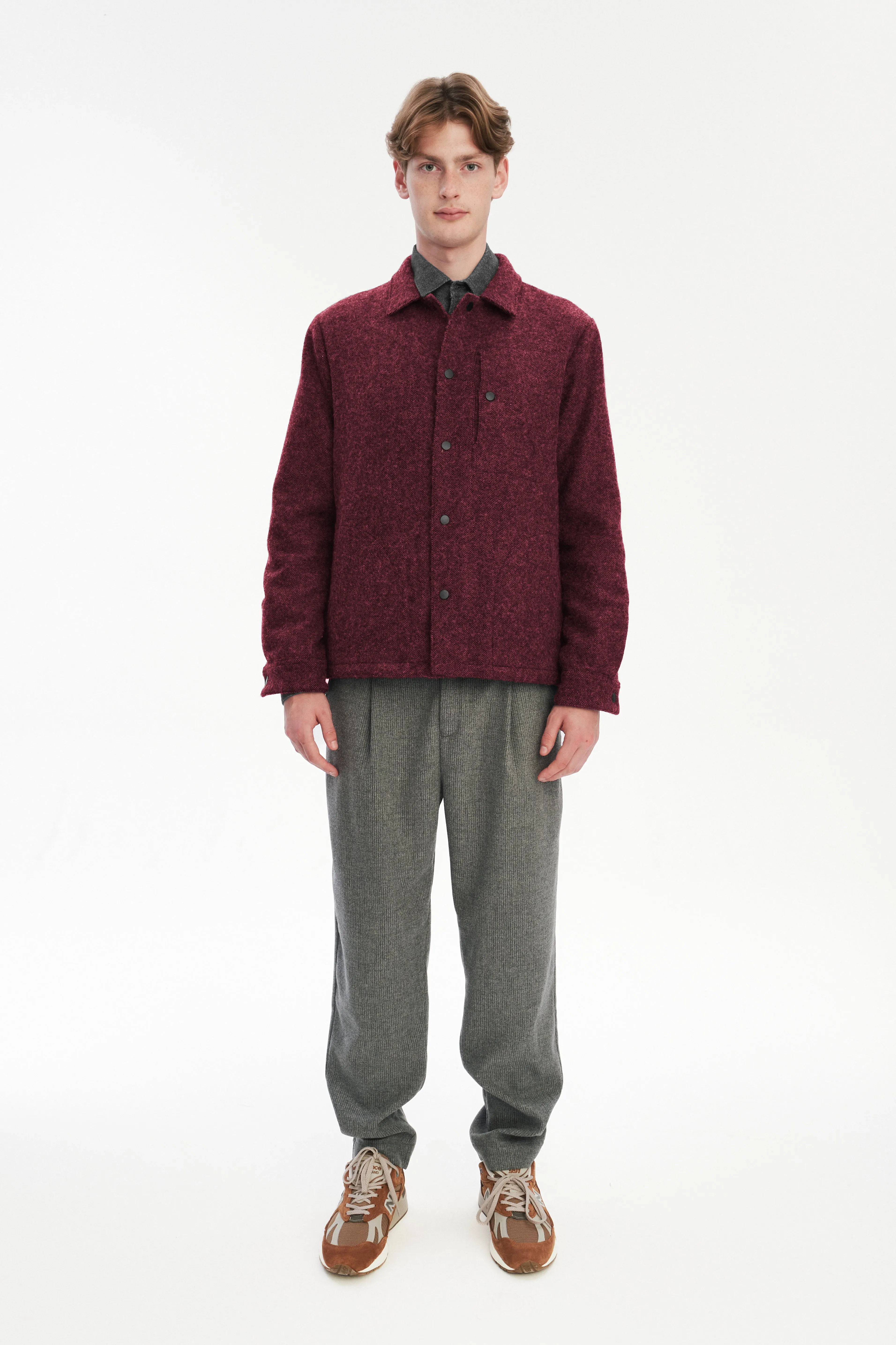 Snap Button Jacket in Italian Recycled Wool and Cotton with MEIDA sold by Delikatessen
