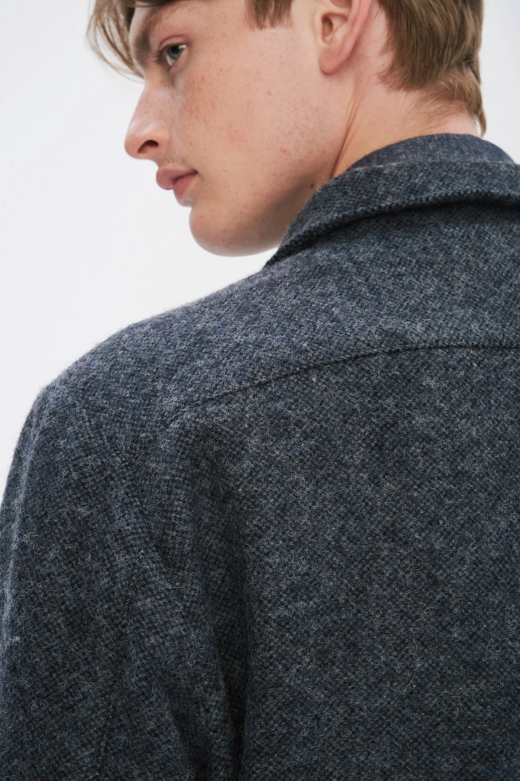 Snap Button Jacket in Navy Recycled Wool and Cotton with MEIDA sold by Delikatessen product image thumbnail 5
