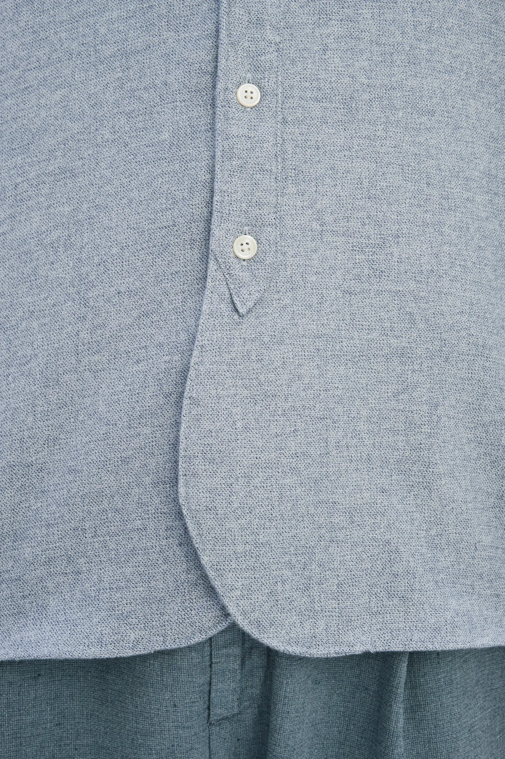 Farmer Shirt in a Fine Portuguese Brushed Blue Flannel sold by Delikatessen product image thumbnail 2