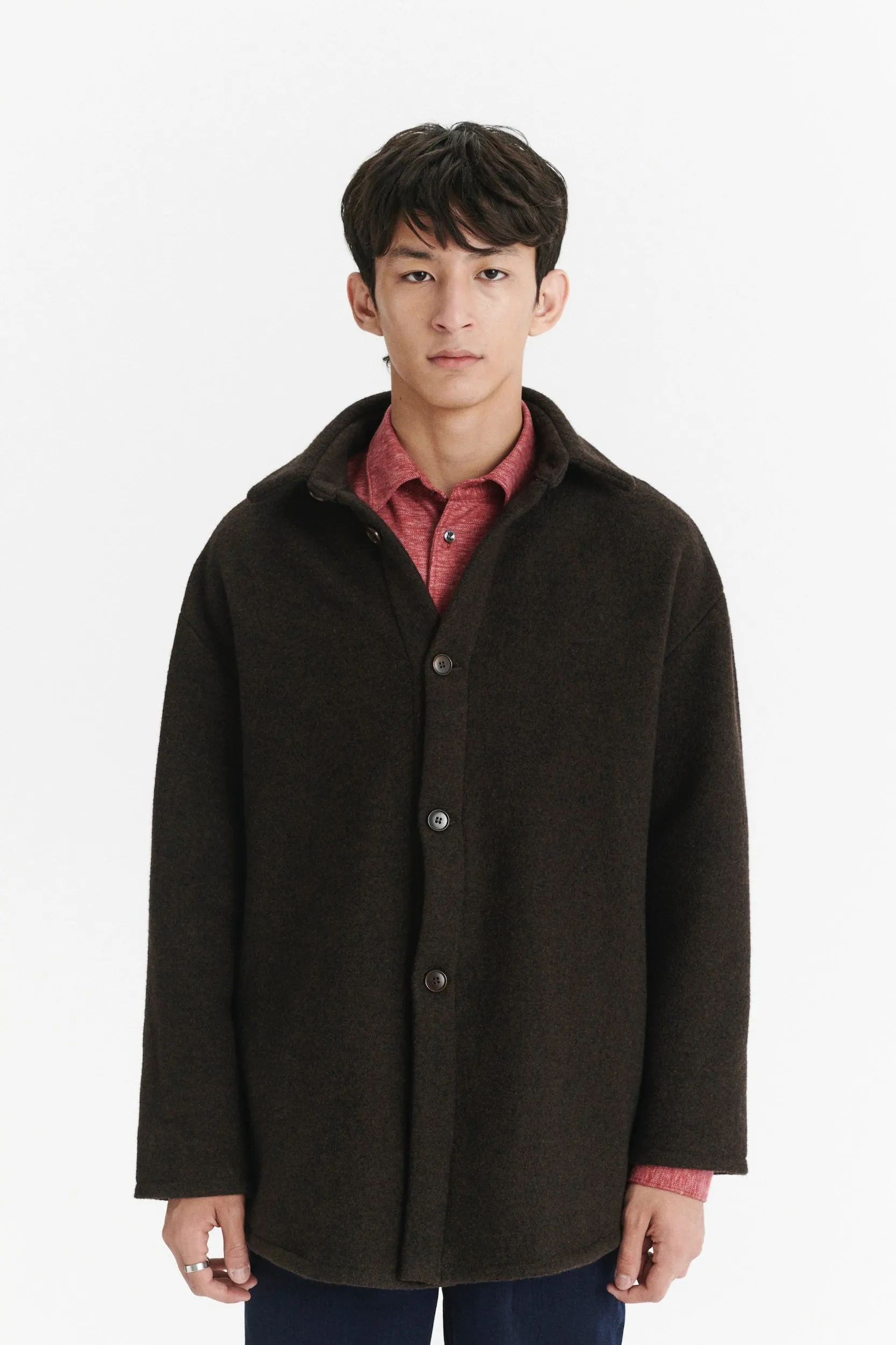 Finest Over Shirt Jacket in a Dark Chocolate Softest Boiled Wool sold by Delikatessen product image thumbnail 3