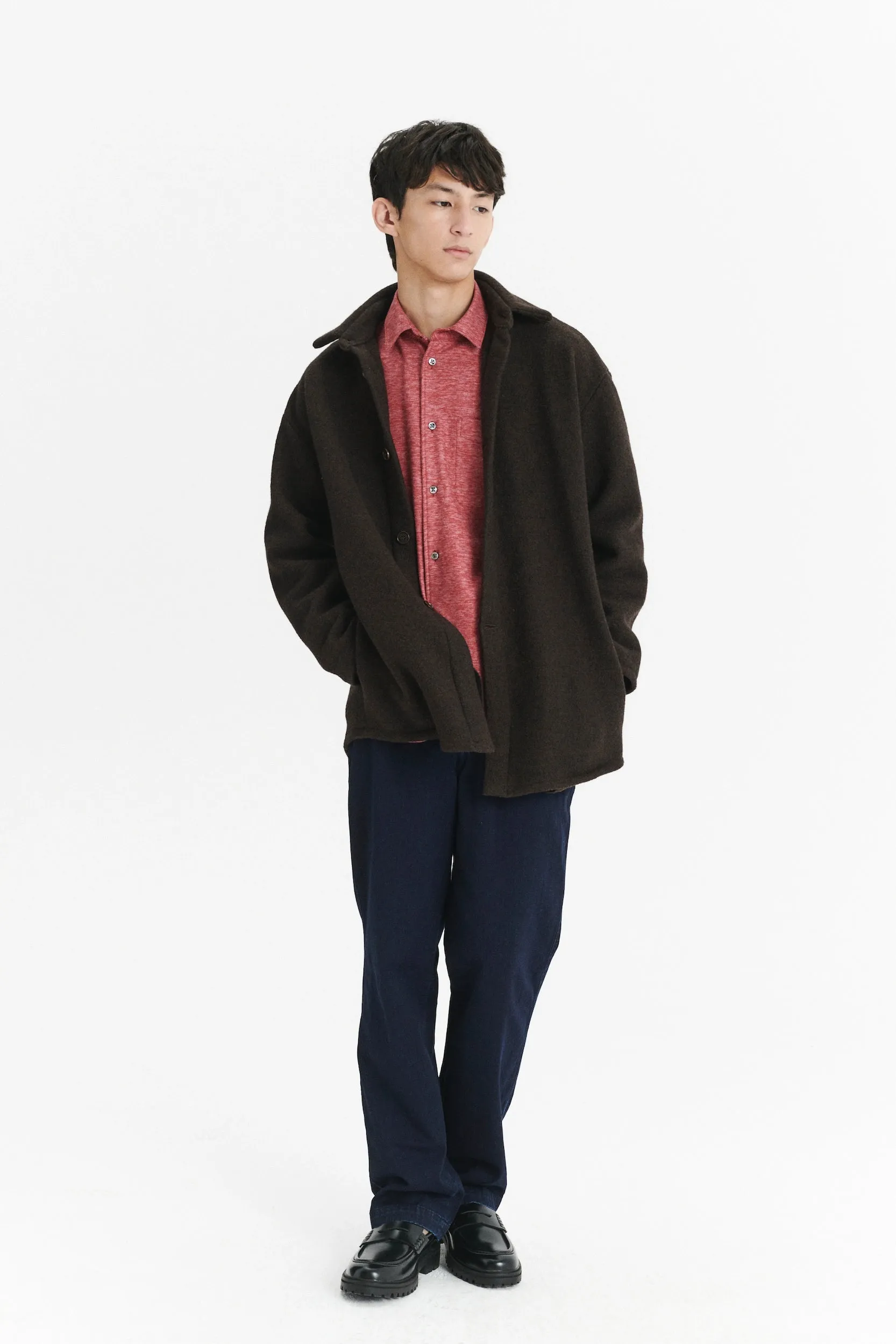 Finest Over Shirt Jacket in a Dark Chocolate Softest Boiled Wool sold by Delikatessen product image thumbnail 4