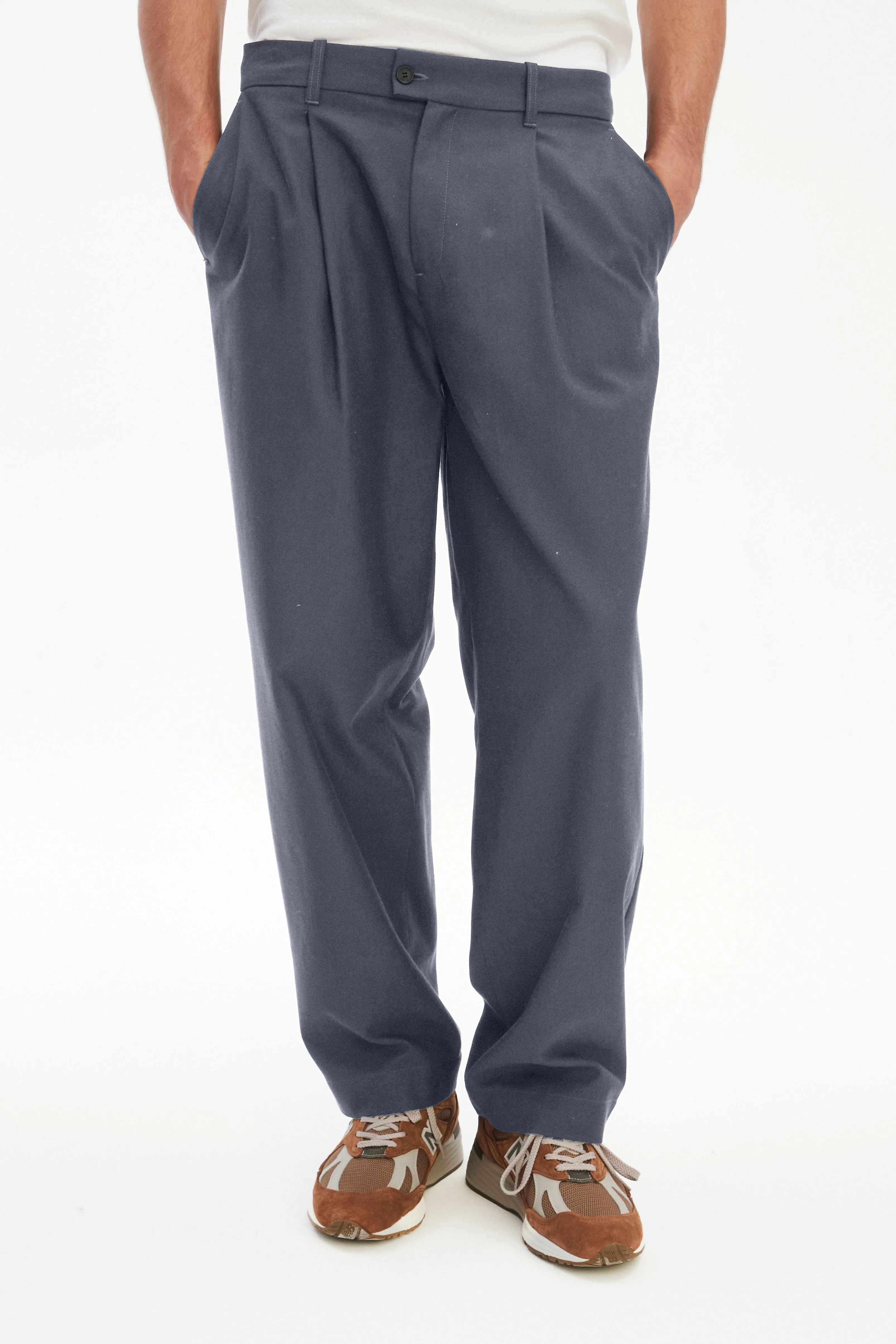 Amsterdam Trousers in a Firm Steel Blue Cotton from Italy sold by Delikatessen product image thumbnail 2
