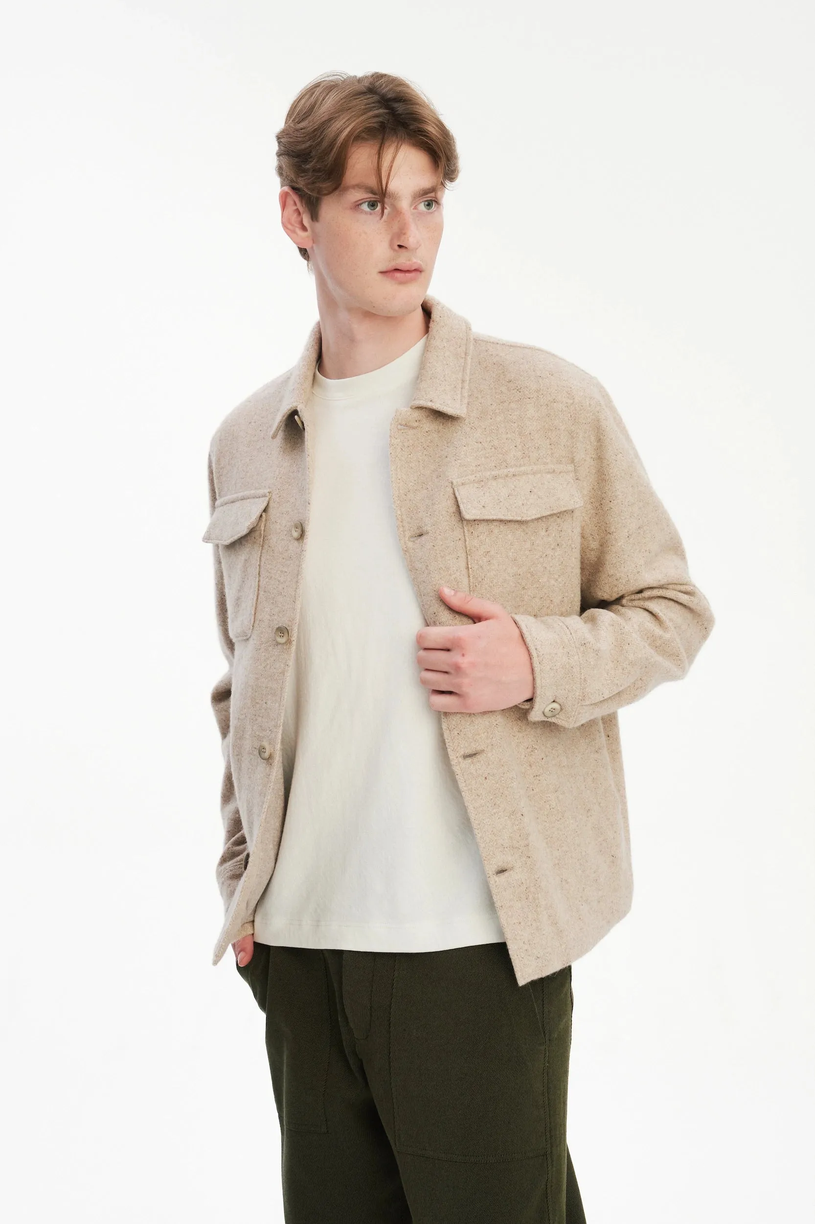 Winter Jacket in a Thick Recycled Italian Wool and Polyamide sold by Delikatessen product image thumbnail 4