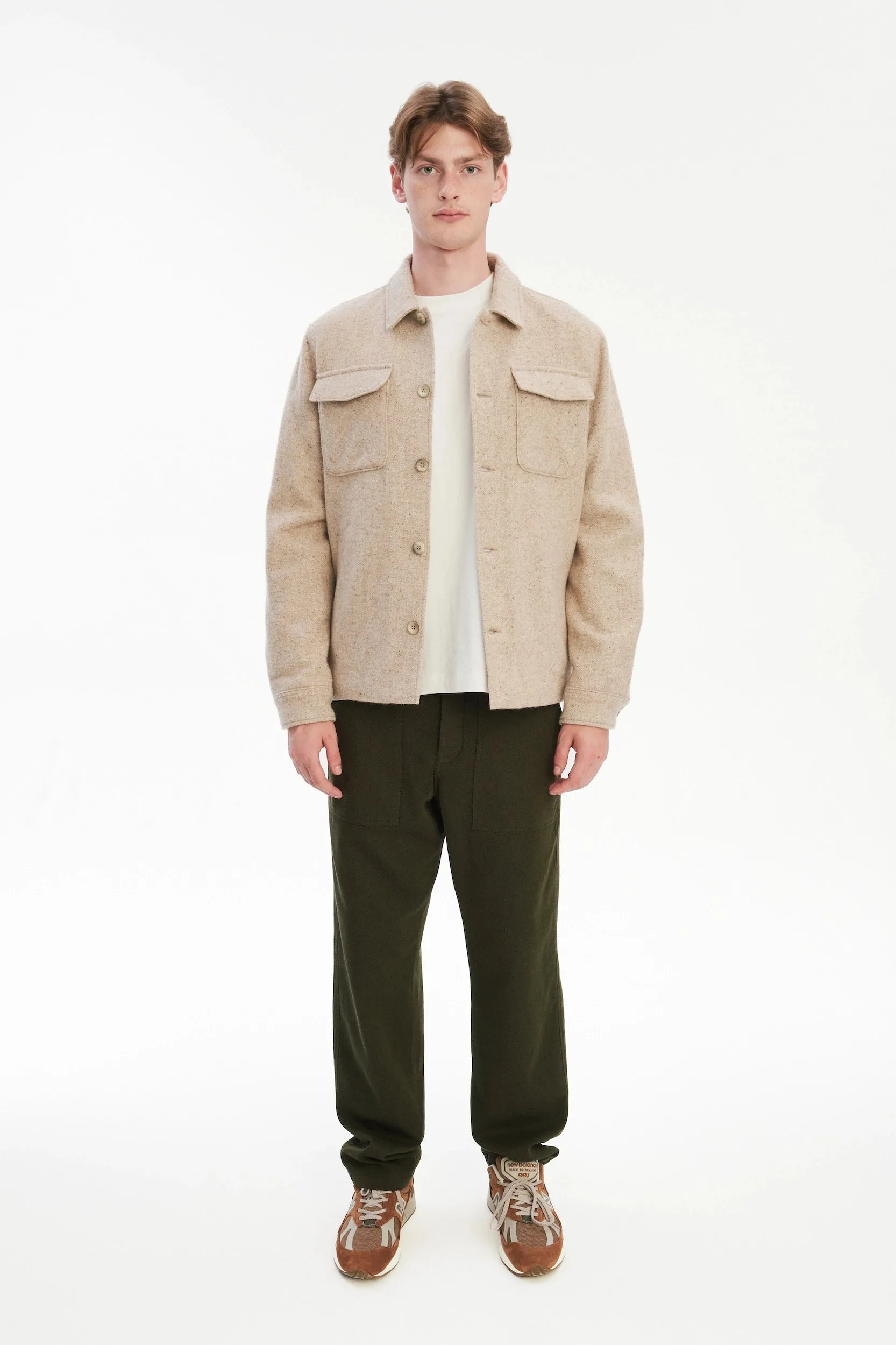 Winter Jacket in a Thick Recycled Italian Wool and Polyamide sold by Delikatessen