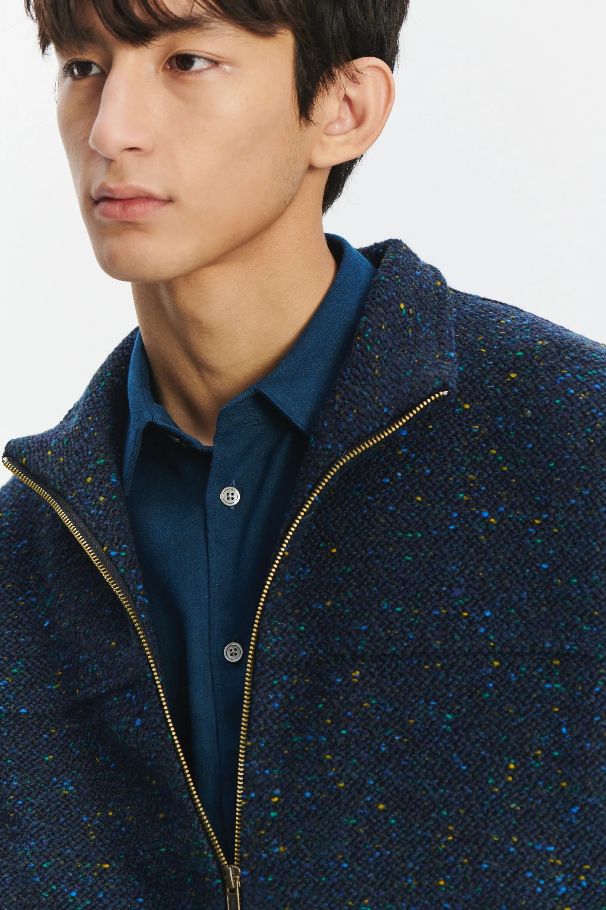 New Zipped Blouson Jacket in Navy Virgin Wool Blend sold by Delikatessen product image thumbnail 2