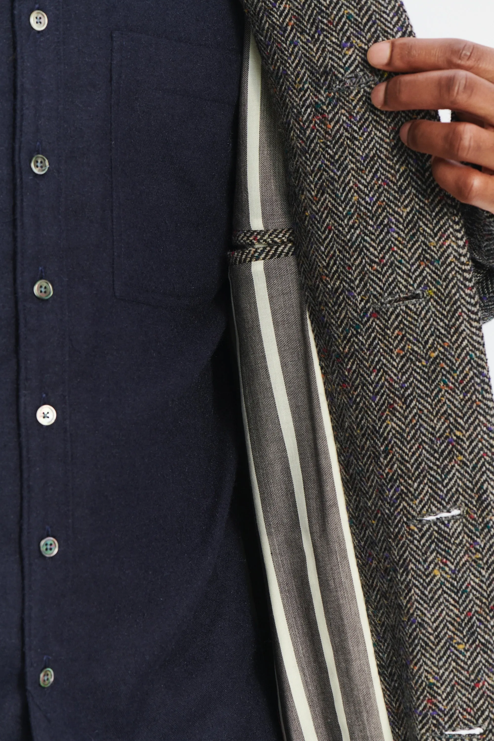 Winter Coat in a Grey and Black Italian Virgin Wool Herringbone Tweed with Meida Thermo Insulation sold by Delikatessen product image thumbnail 2