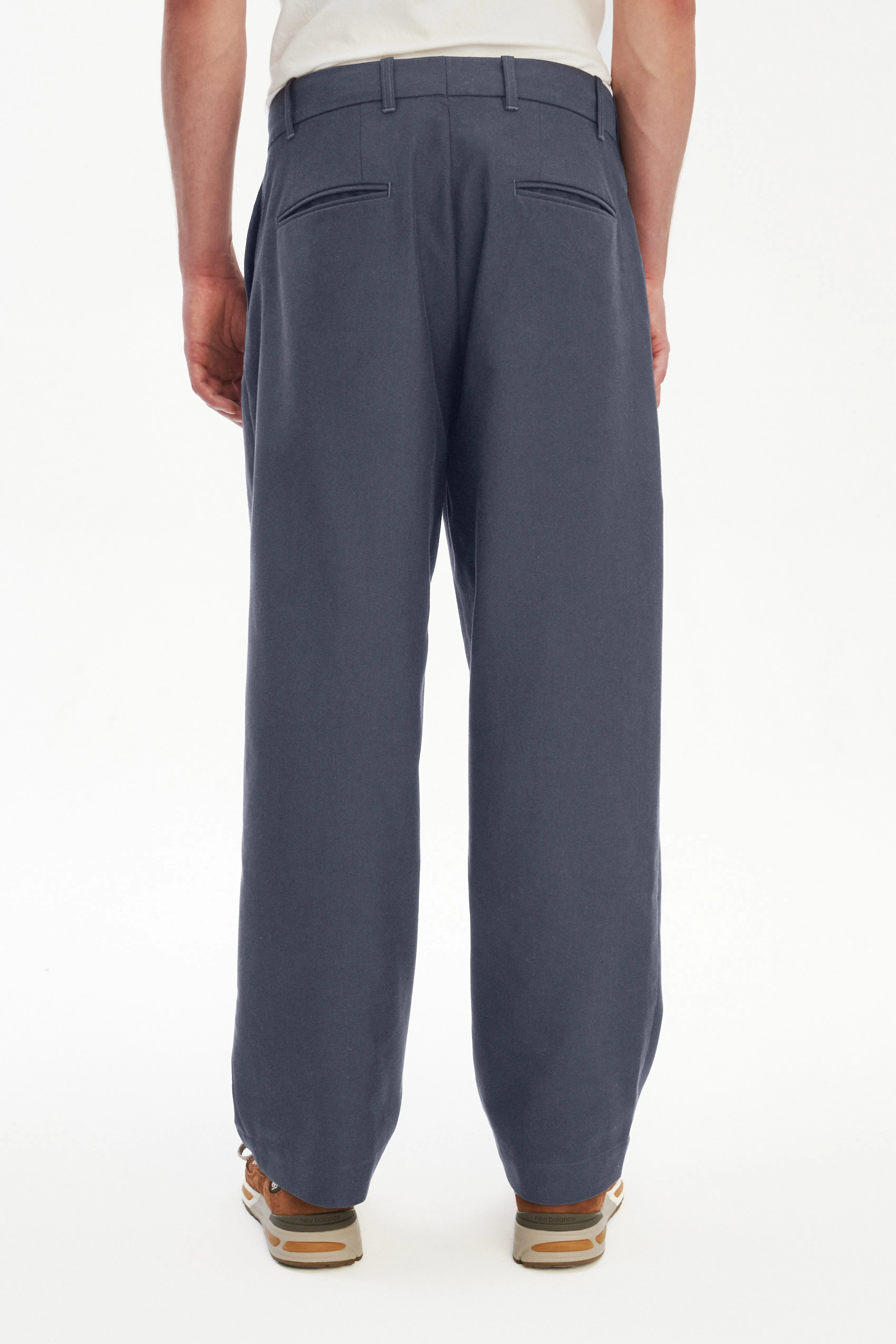 Amsterdam Trousers in a Steel Blue Subtle Firm Italian Organic Cotton sold by Delikatessen product image thumbnail 4