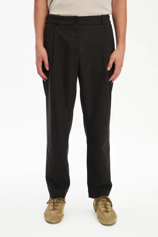 Genuine Trousers in the Finest Chocolate Brown Italian Virgin Wool from Giuseppe Botto sold by Delikatessen