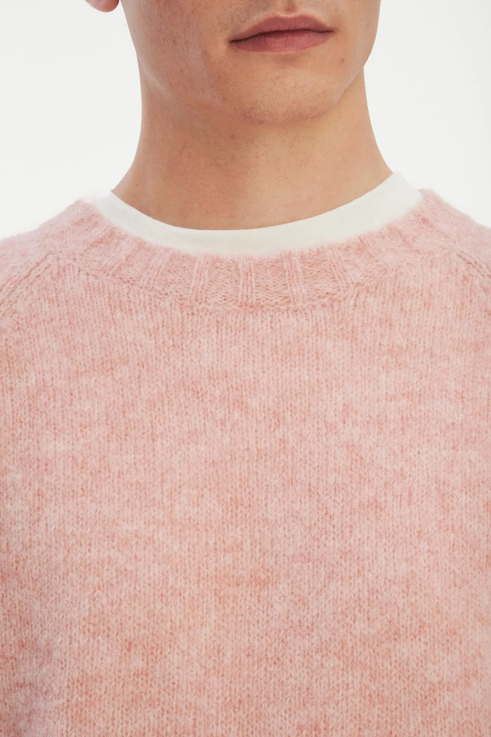 Crewneck Sweater in a Pink Brushed Sustainable Alpaca Wool sold by Delikatessen product image thumbnail 2