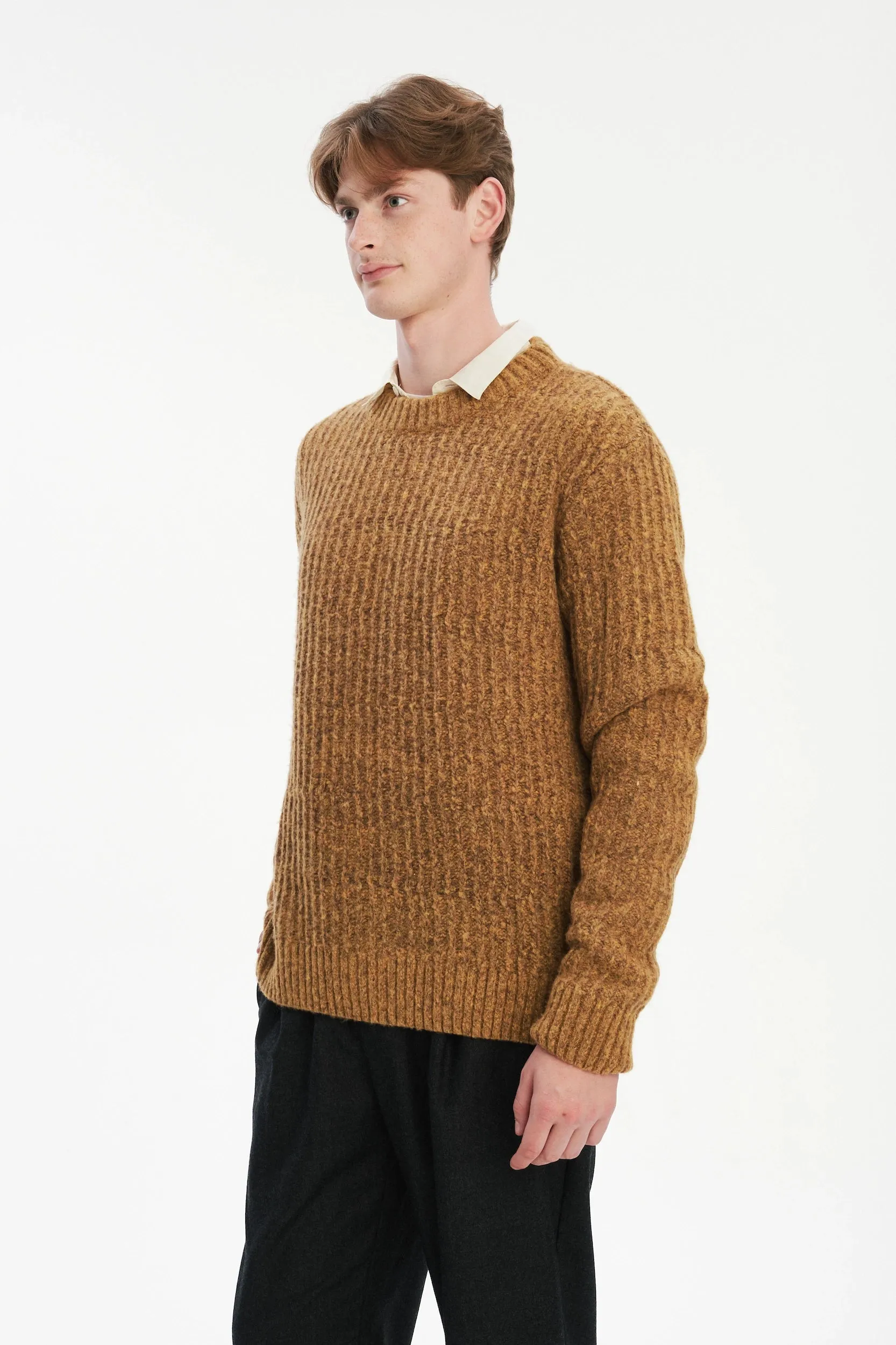 Crewneck Sweater in the Finest Mustard Lambs Wool sold by Delikatessen product image thumbnail 5